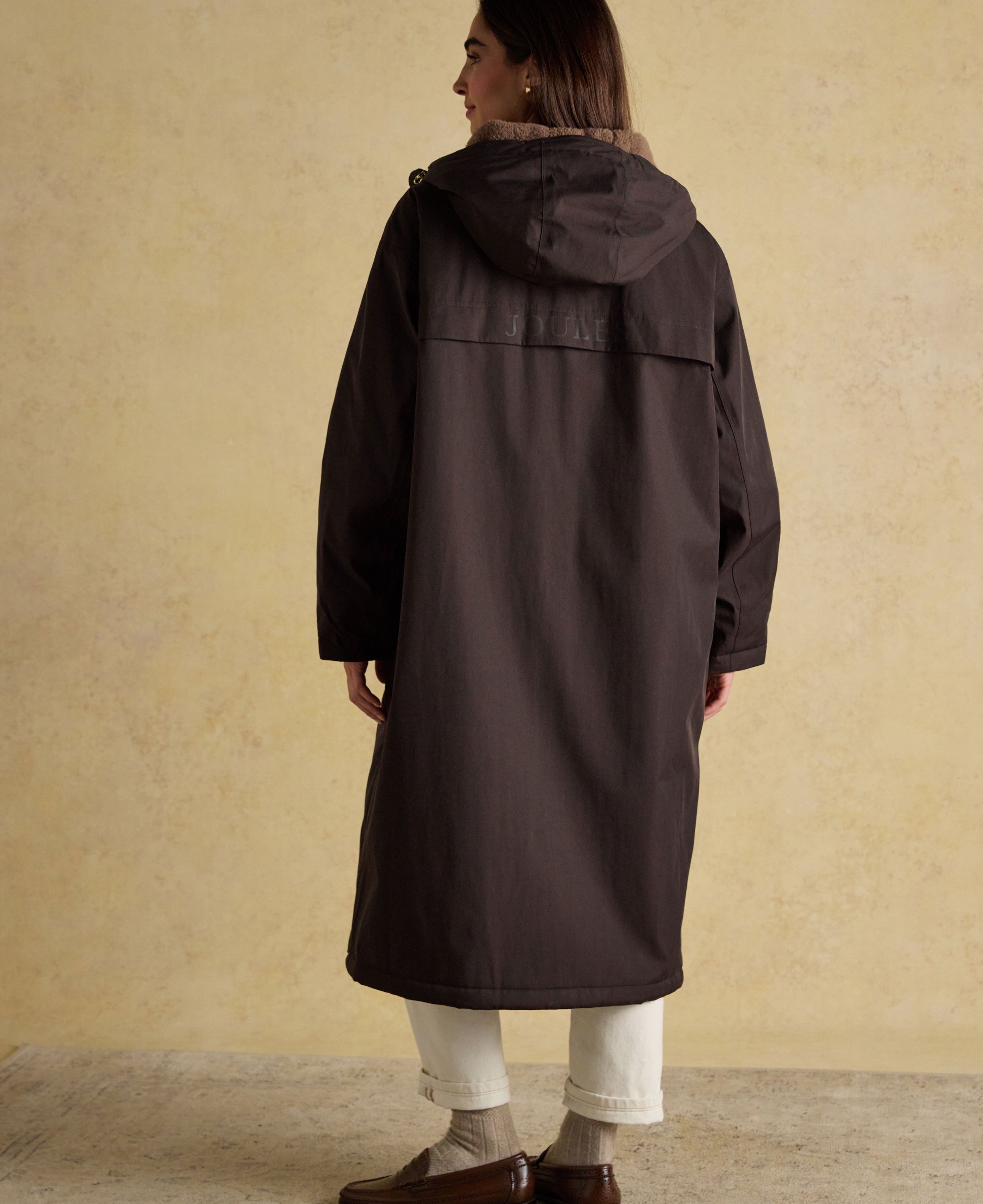 Coverall Oversized Fleece Lined Waterproof Coat - Chocolate