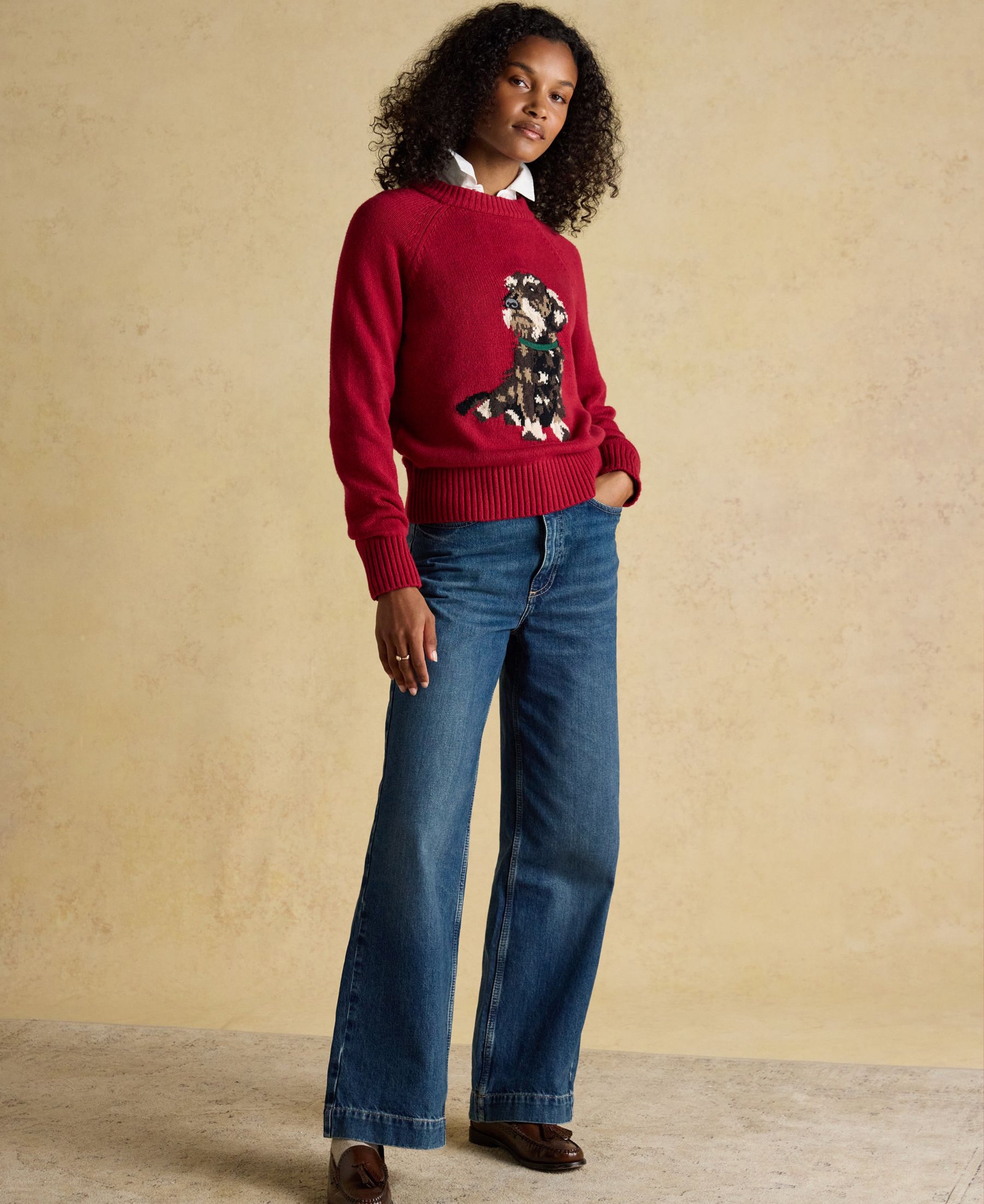 Dachshund Intarsia Jumper - Red