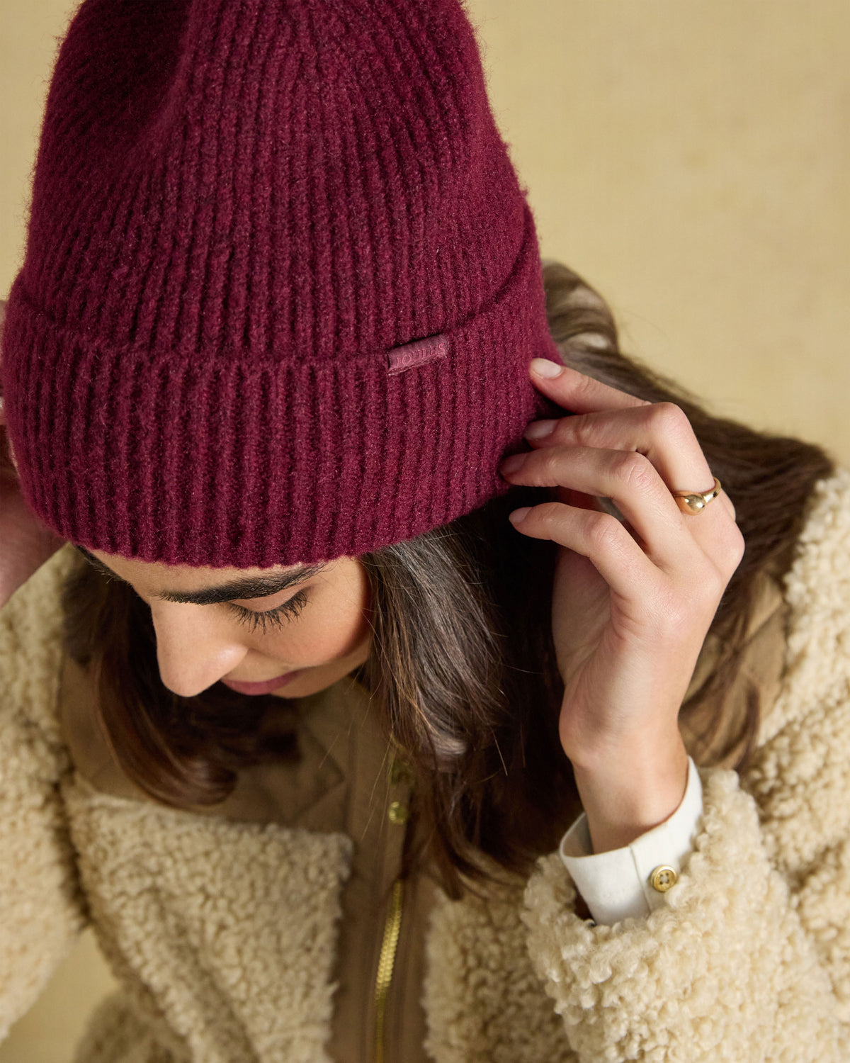 Fine Knit Beanie - Berry Red