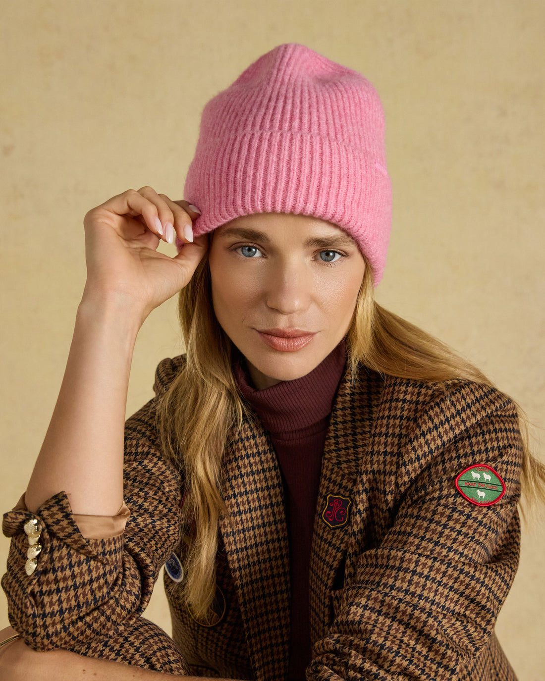 Fine Knit Beanie - Pink