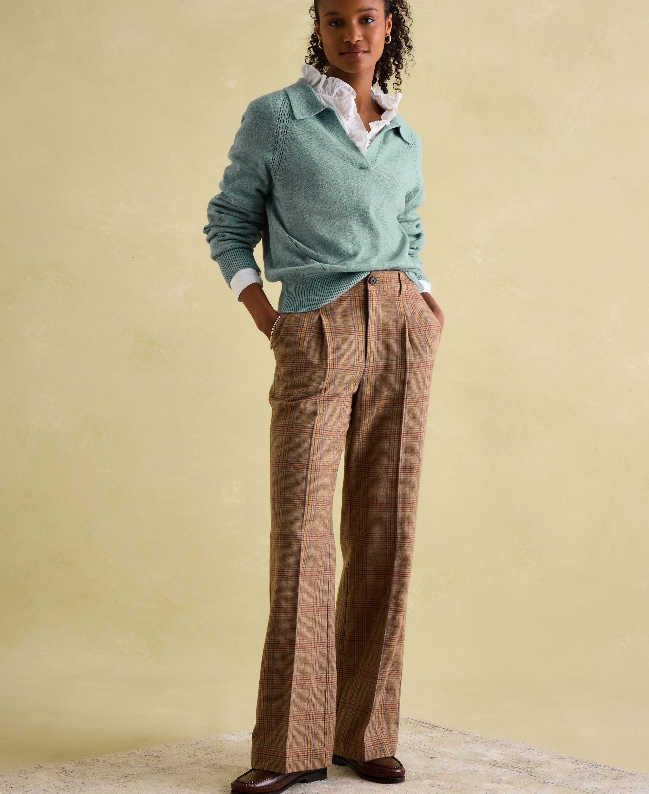 Foxley Wide Leg Trousers - Tan Brown