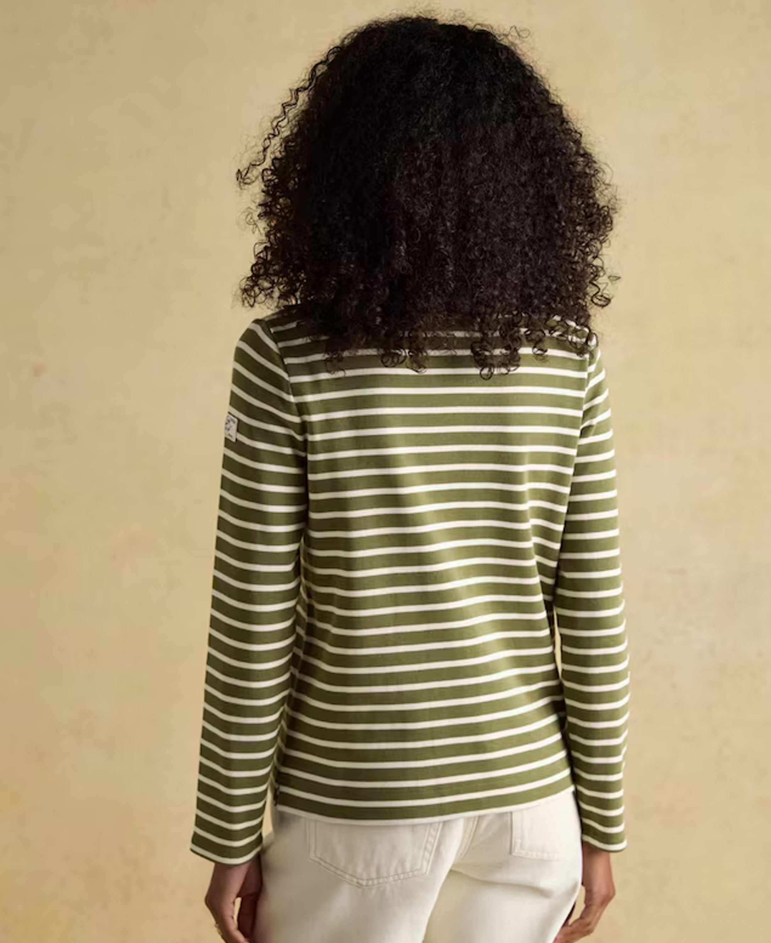 Harbour Boat Neck Breton Top - Green Stripe