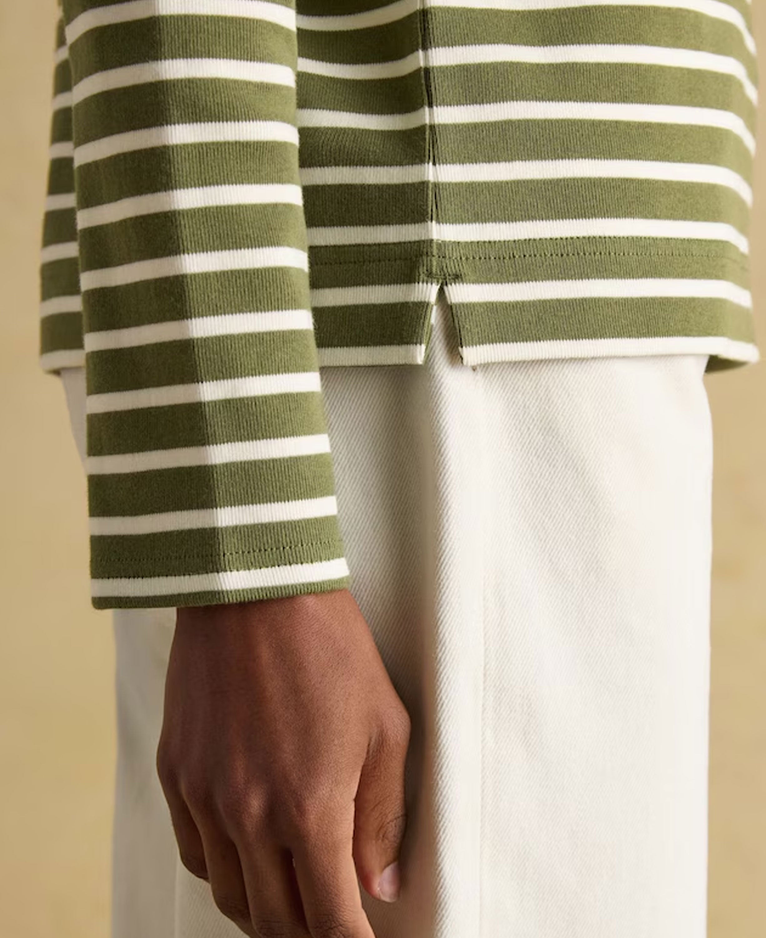 Harbour Boat Neck Breton Top - Green Stripe