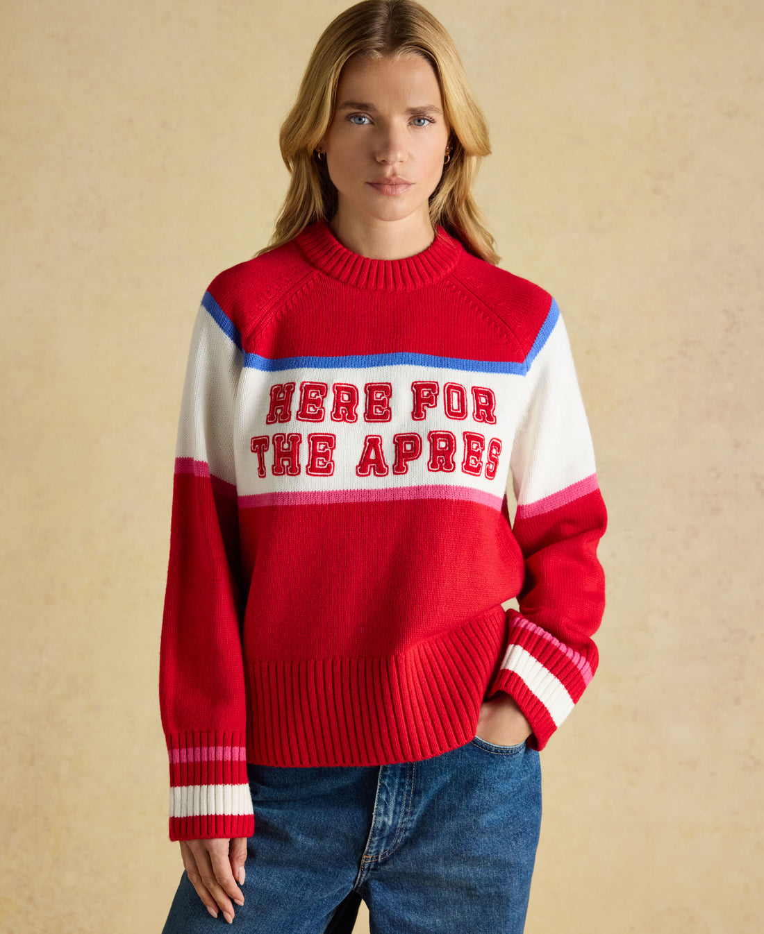 Here For The Après Knitted Jumper - Red