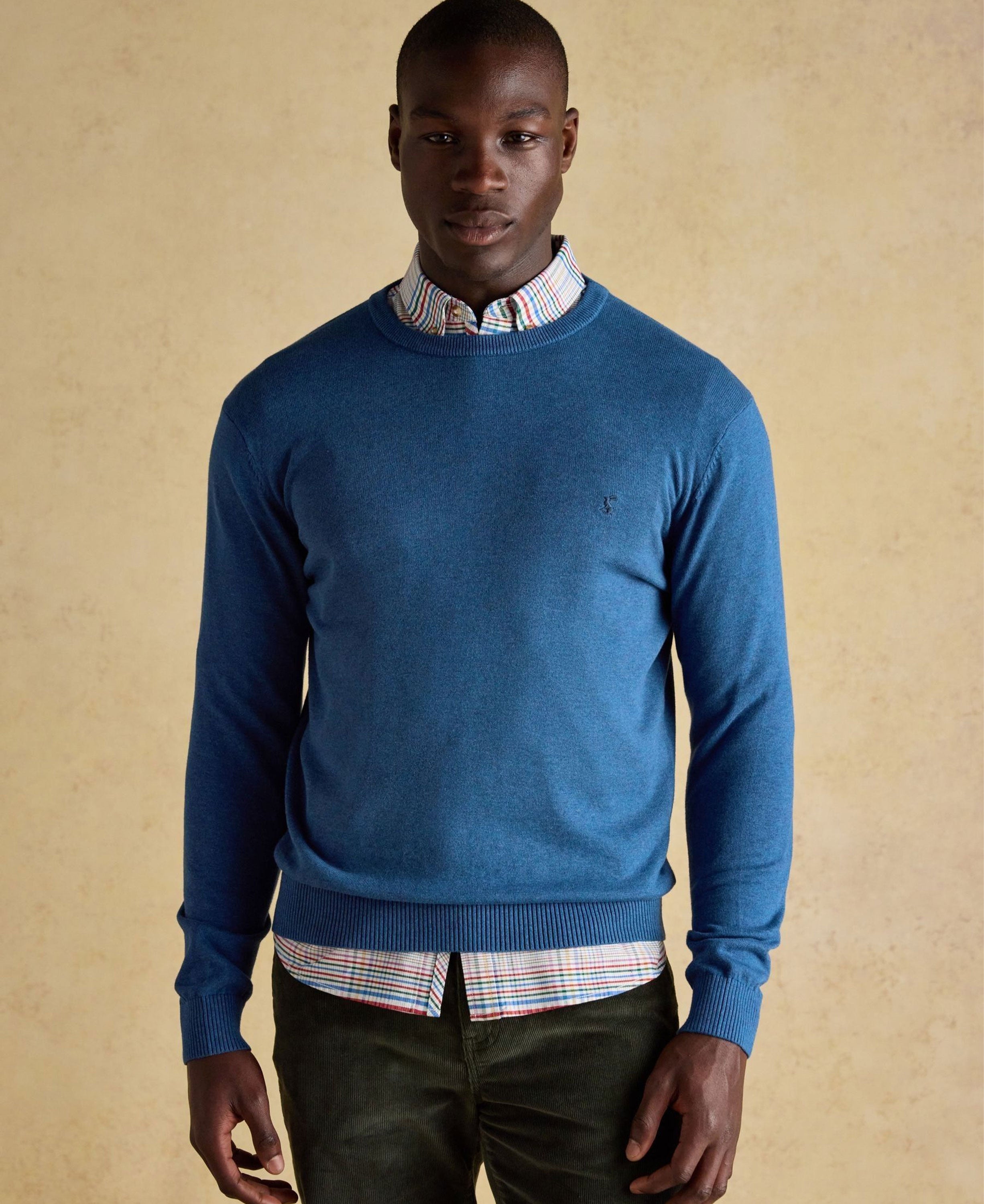 Hillside Crew Neck Knitted Jumper - Blue