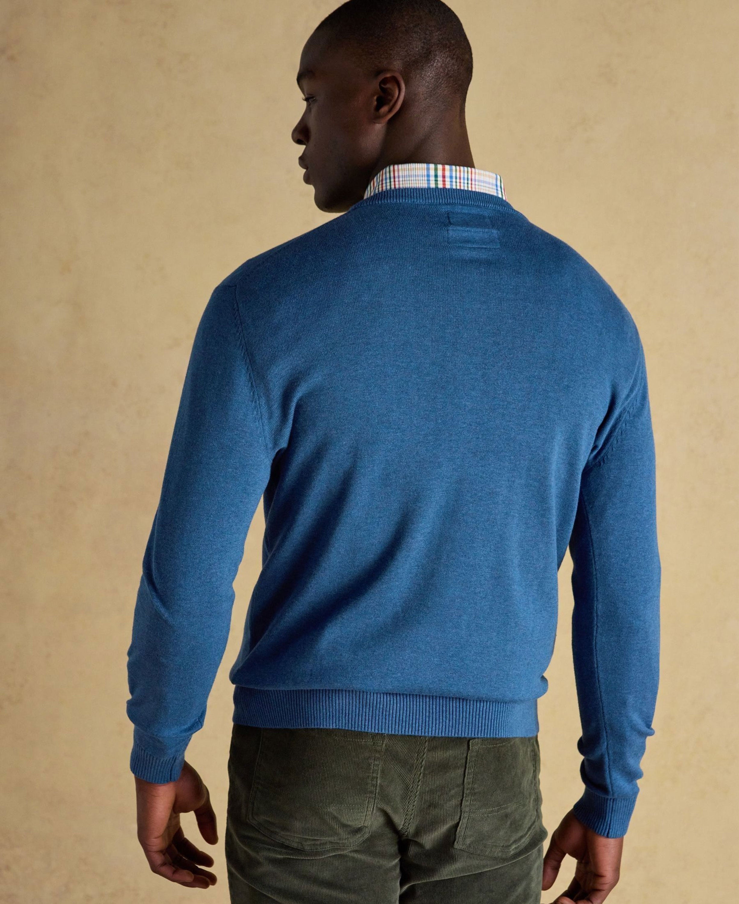 Hillside Crew Neck Knitted Jumper - Blue