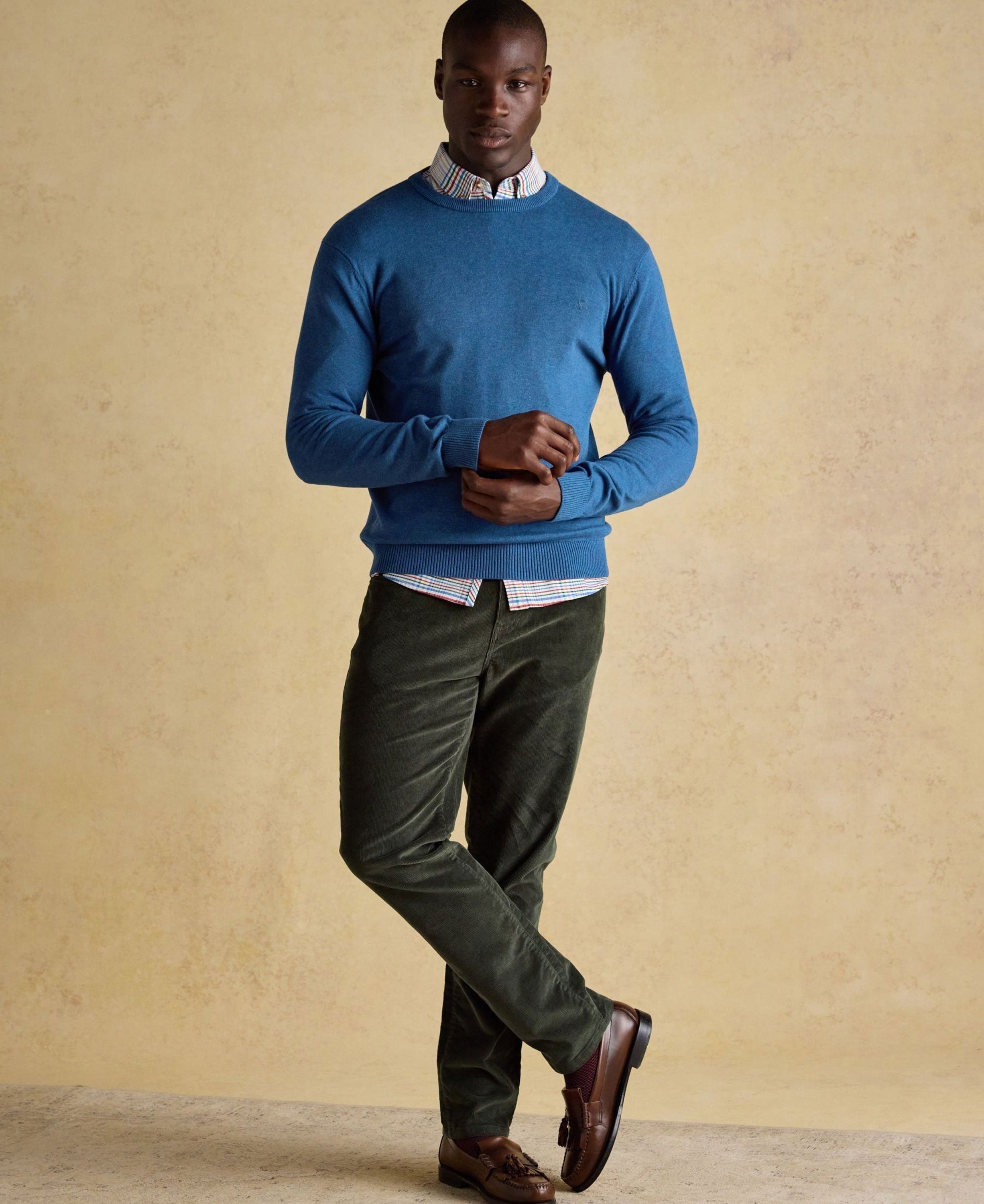 Hillside Crew Neck Knitted Jumper - Blue