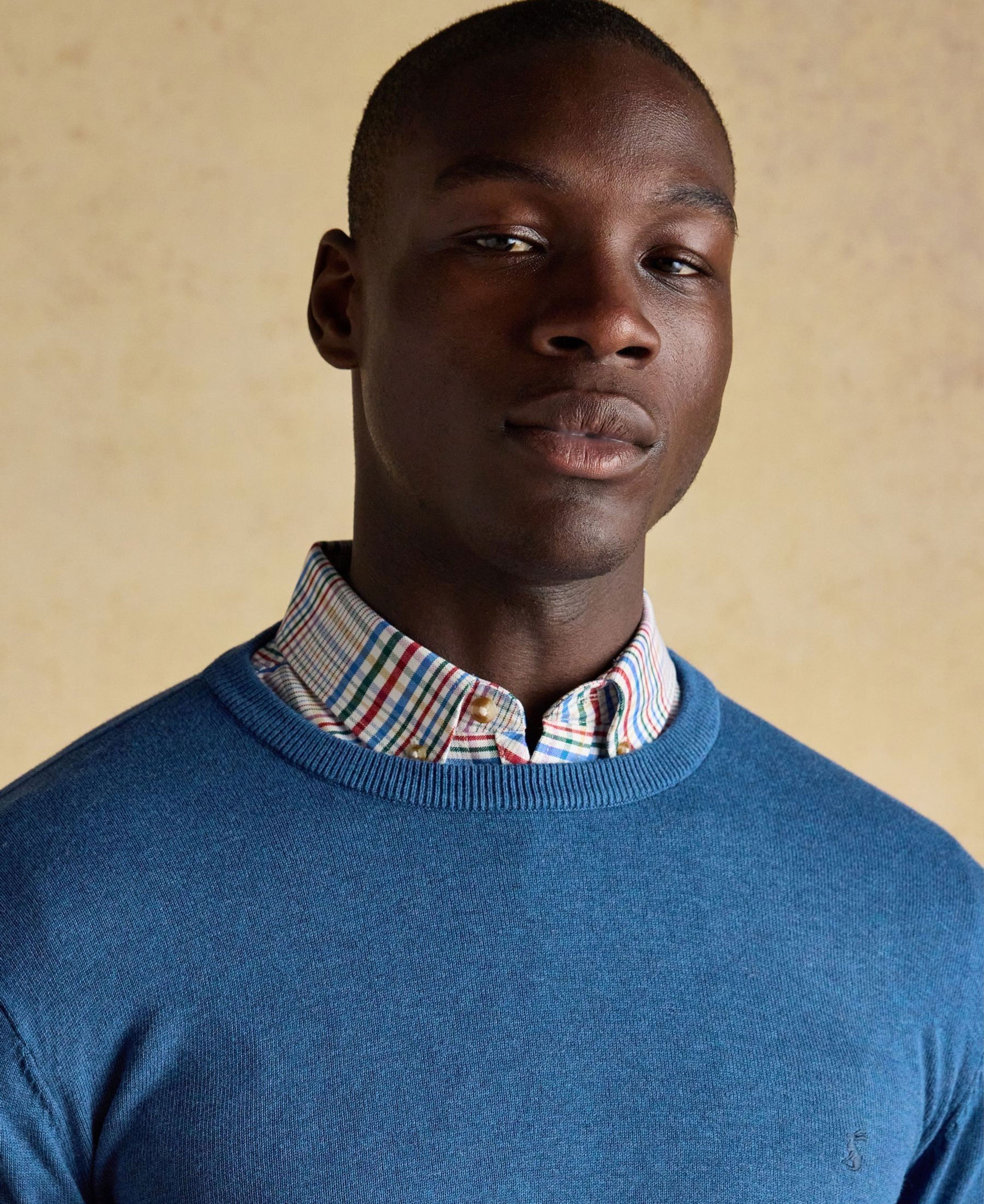 Hillside Crew Neck Knitted Jumper - Blue