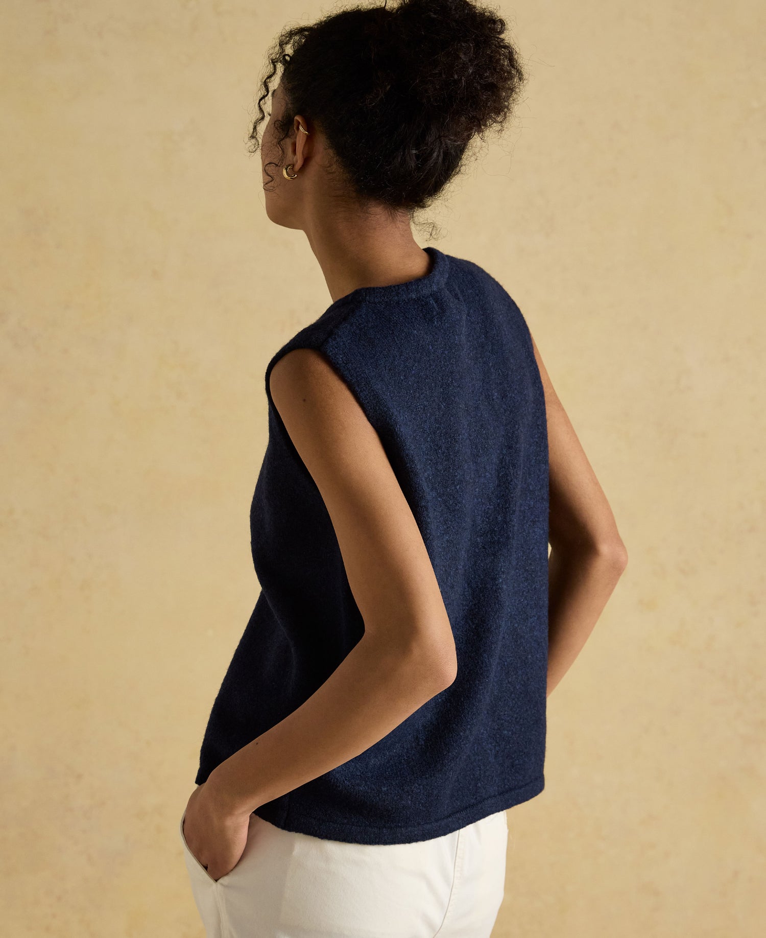 Holly Button Through Knitted Vest - Navy