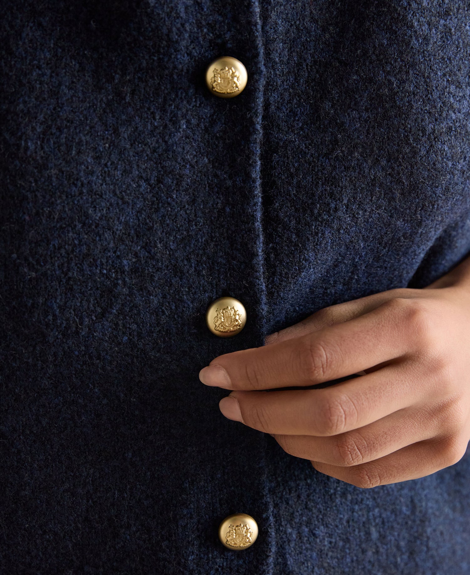 Holly Button Through Knitted Vest - Navy