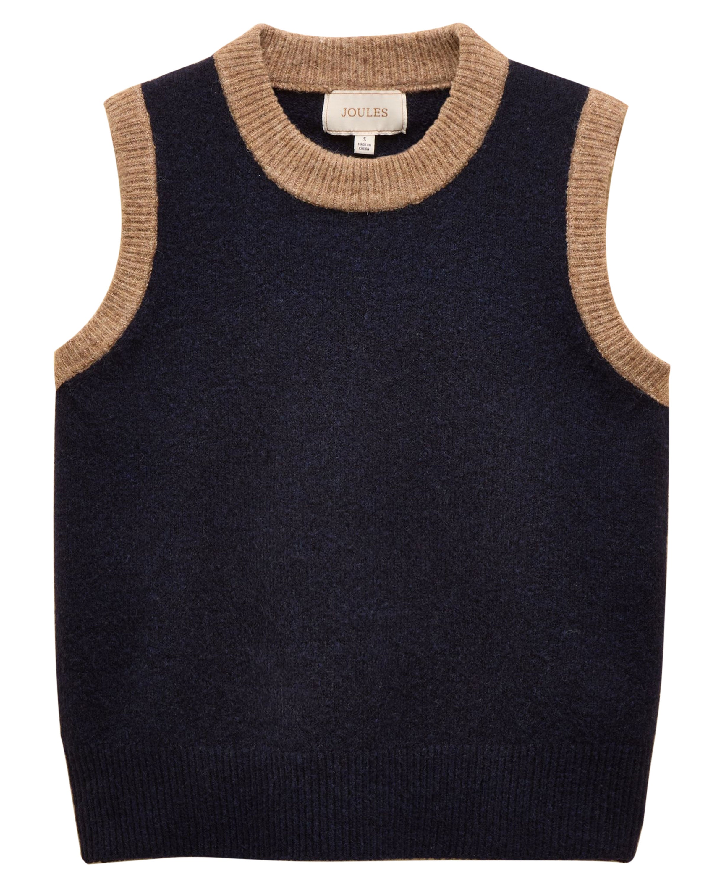 Holly Knitted Vest - Navy/Camel