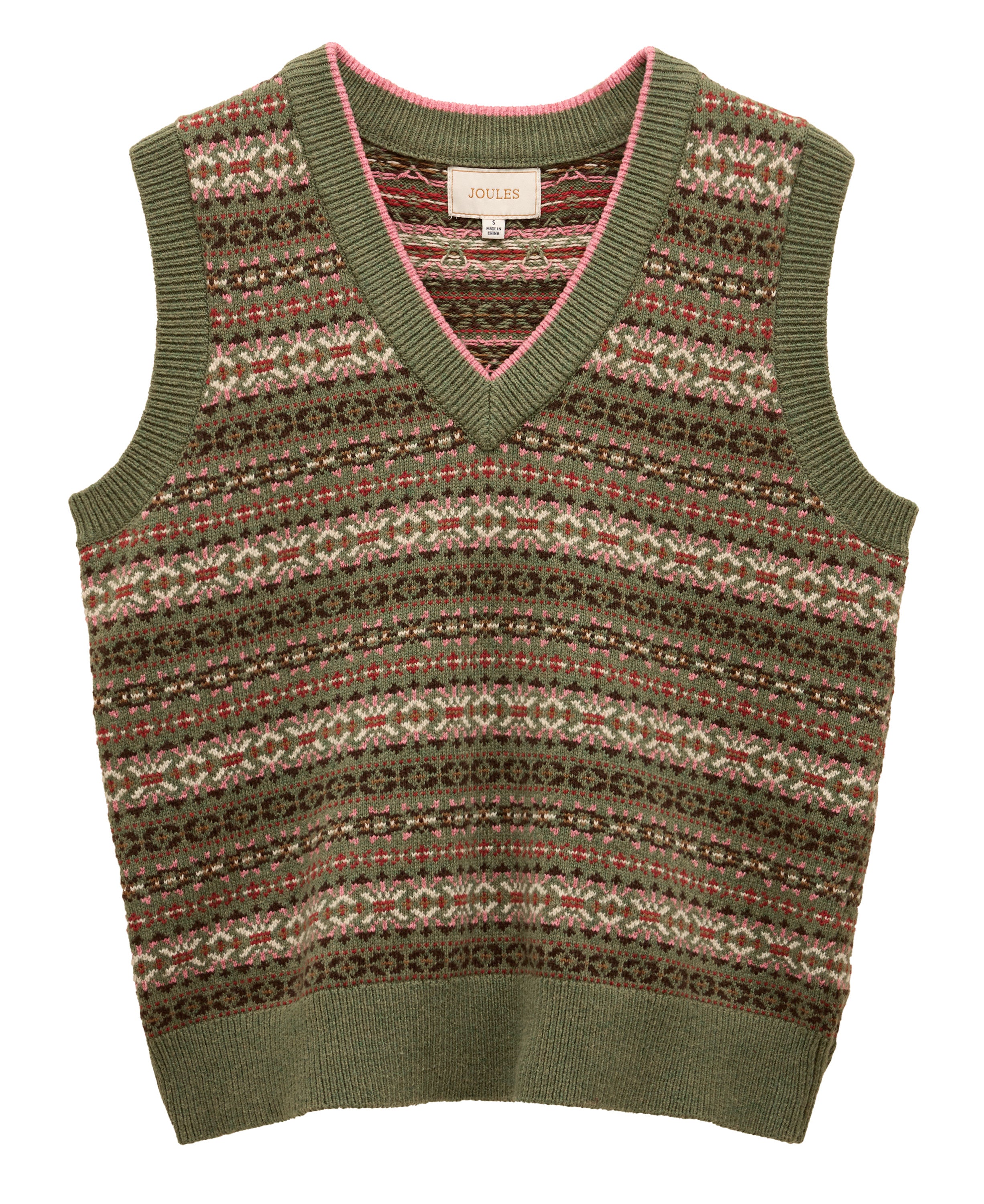Islay V-Neck Fairisle Tank - Green