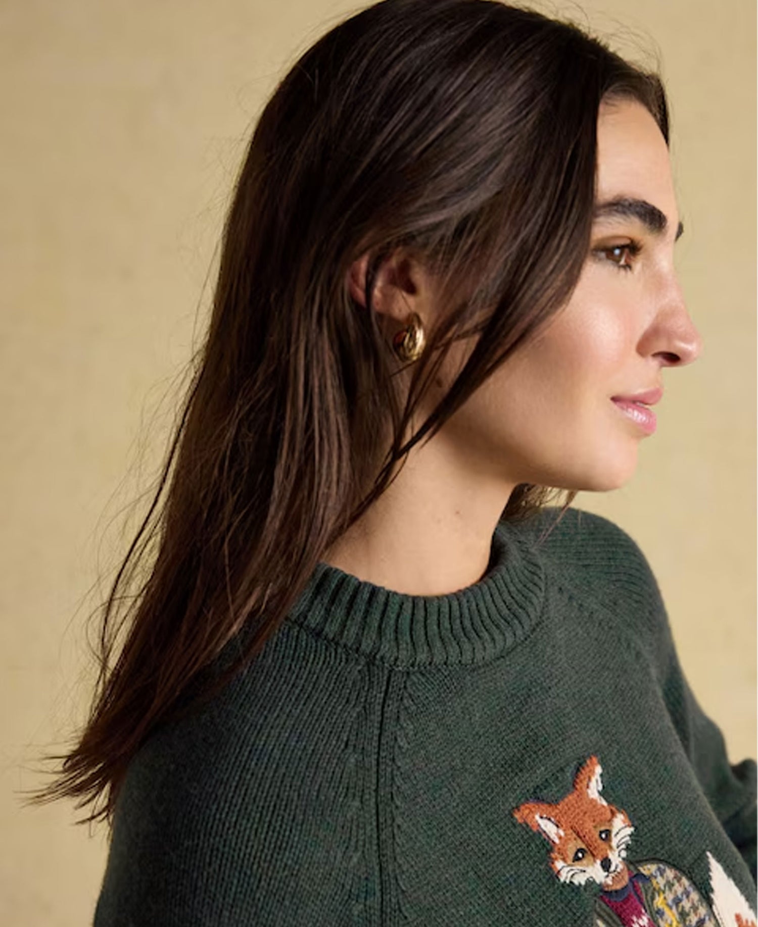 Jonty Intarsia Crew Neck Jumper - Green