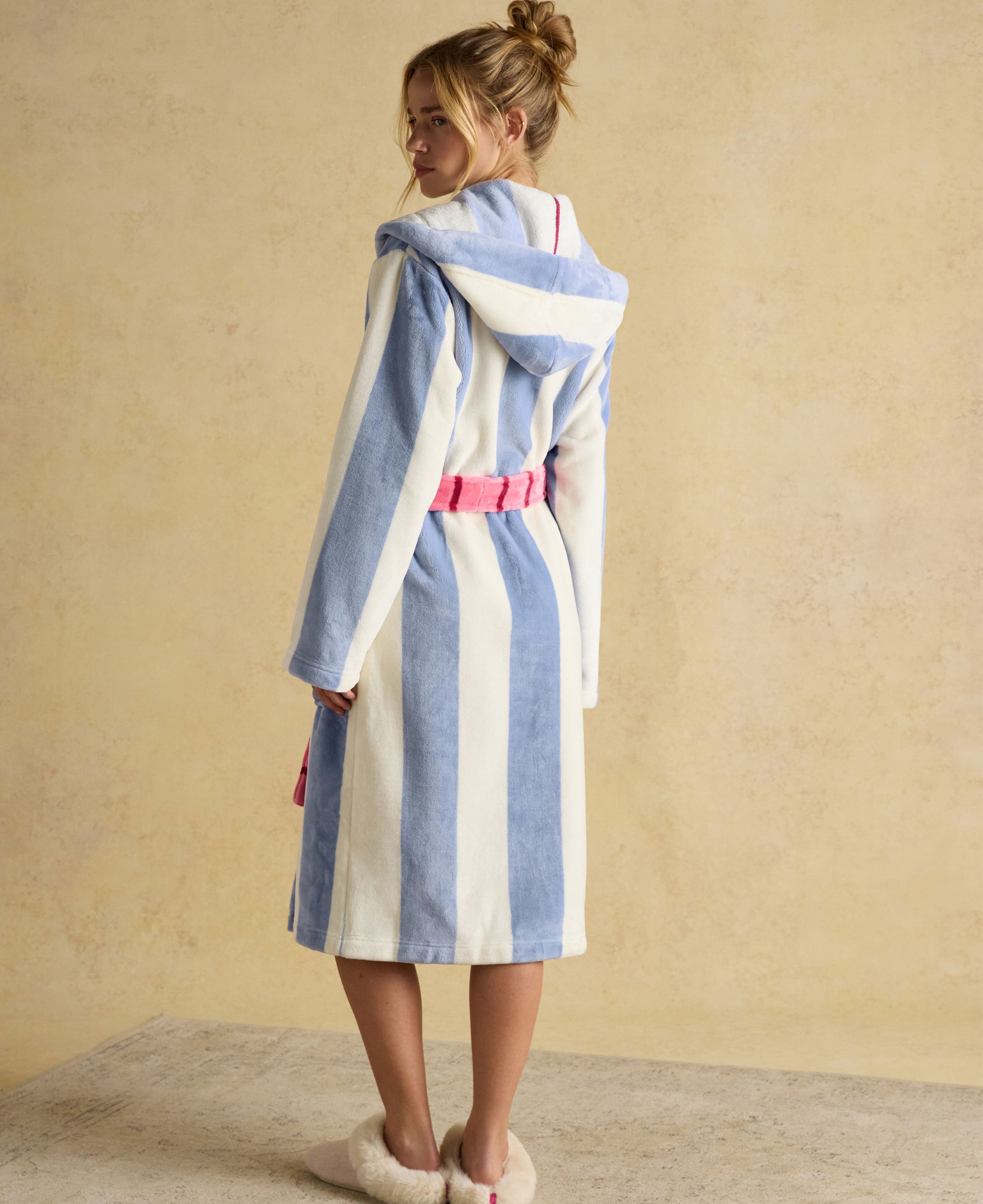 Luna Dressing Gown - Cream/Blue