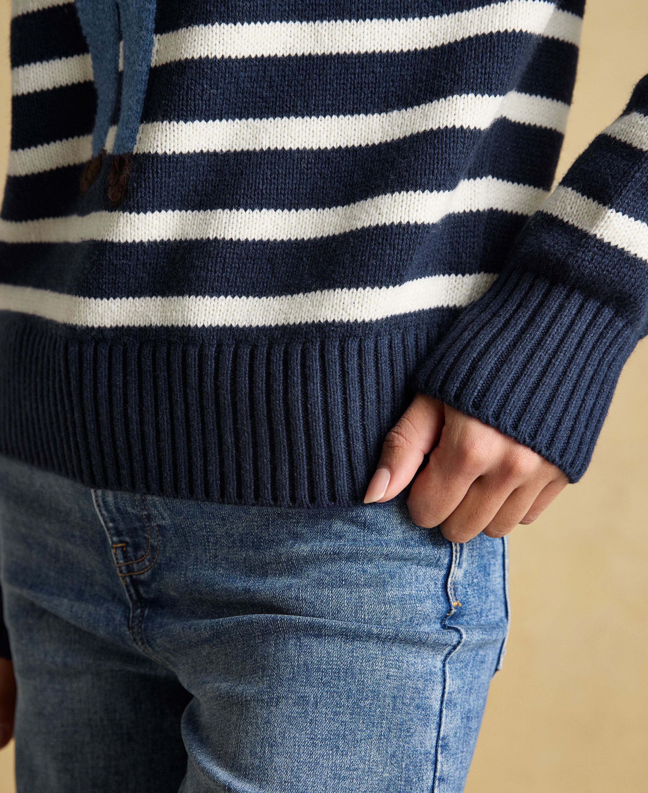 Renard Jonty Intarsia Crew Neck Jumper - Navy