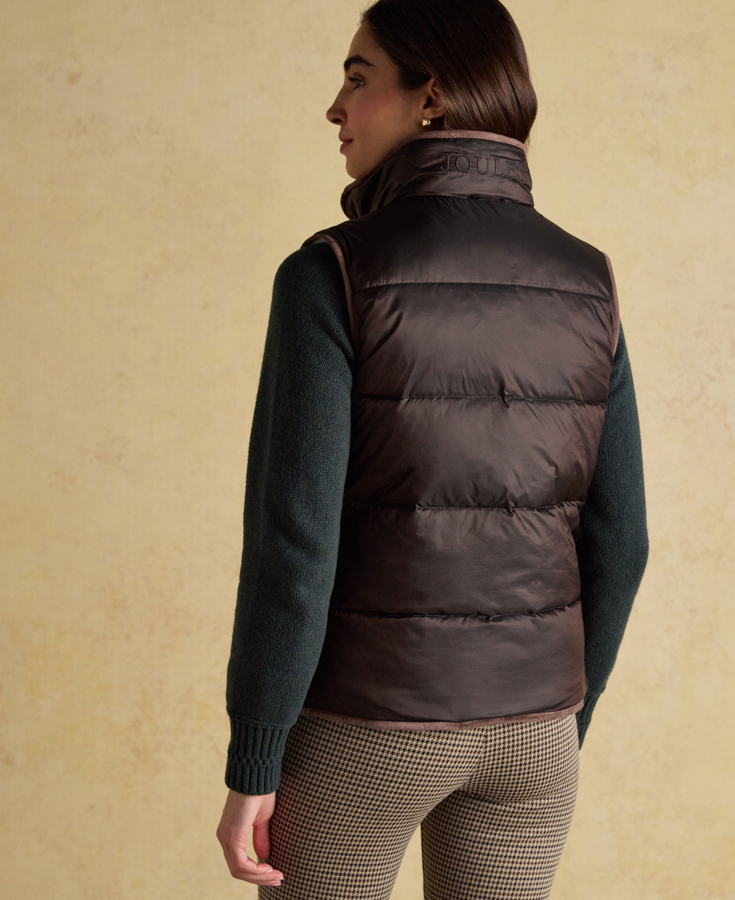 Reversible Faux Fur Padded Gilet - Brown/Cream