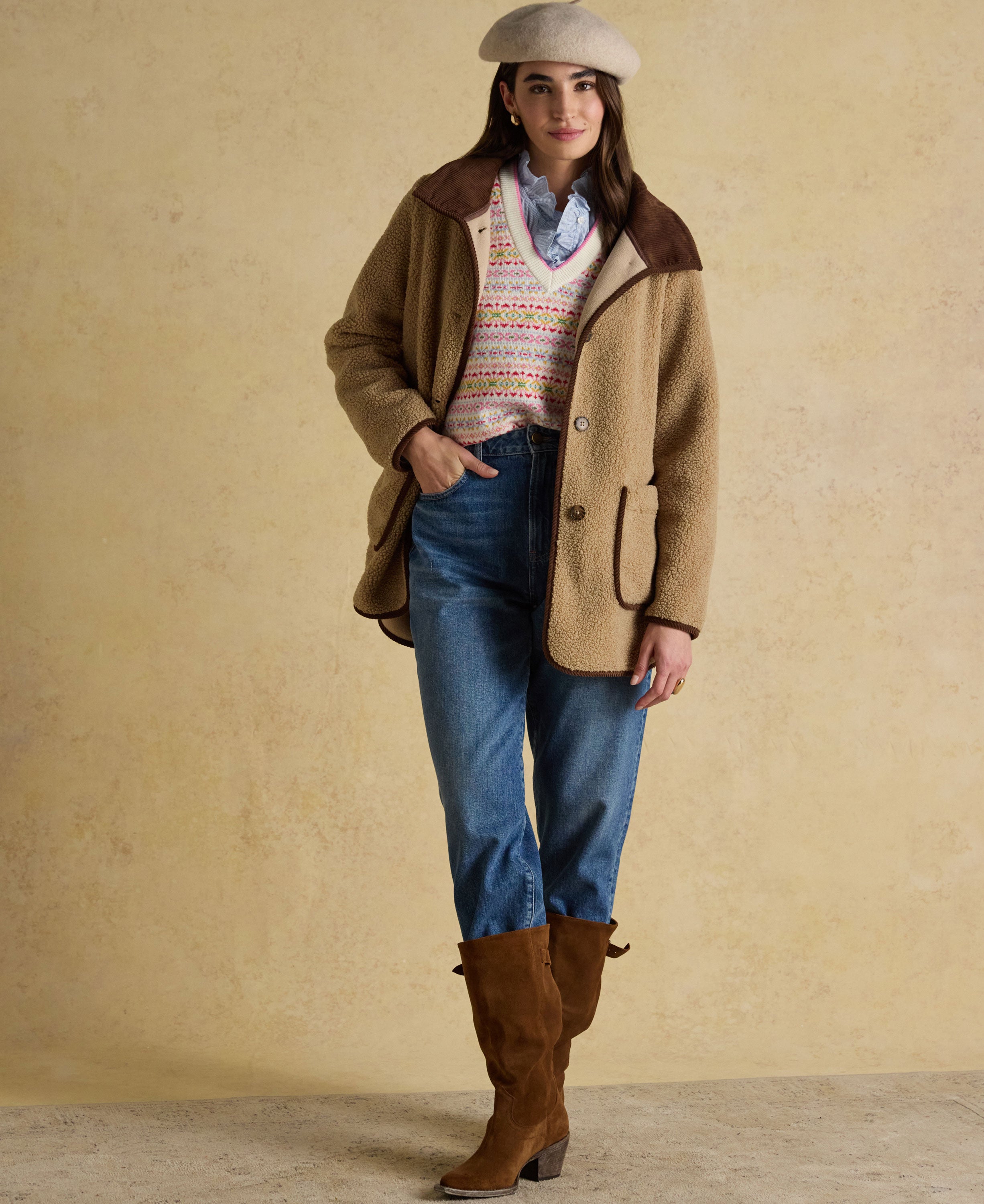 Sadie Longline Fleece Jacket - Neutral