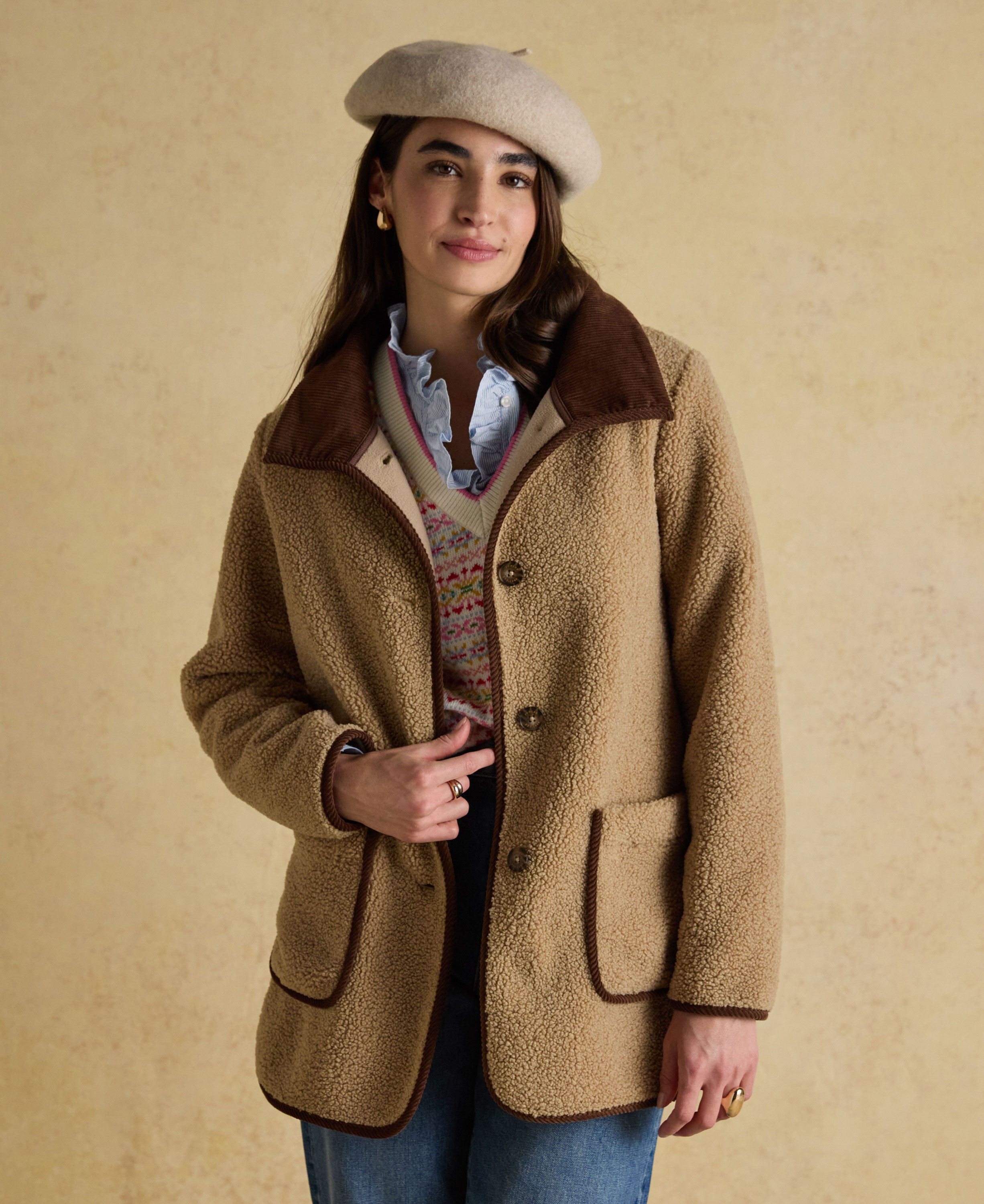 Sadie Longline Fleece Jacket - Neutral