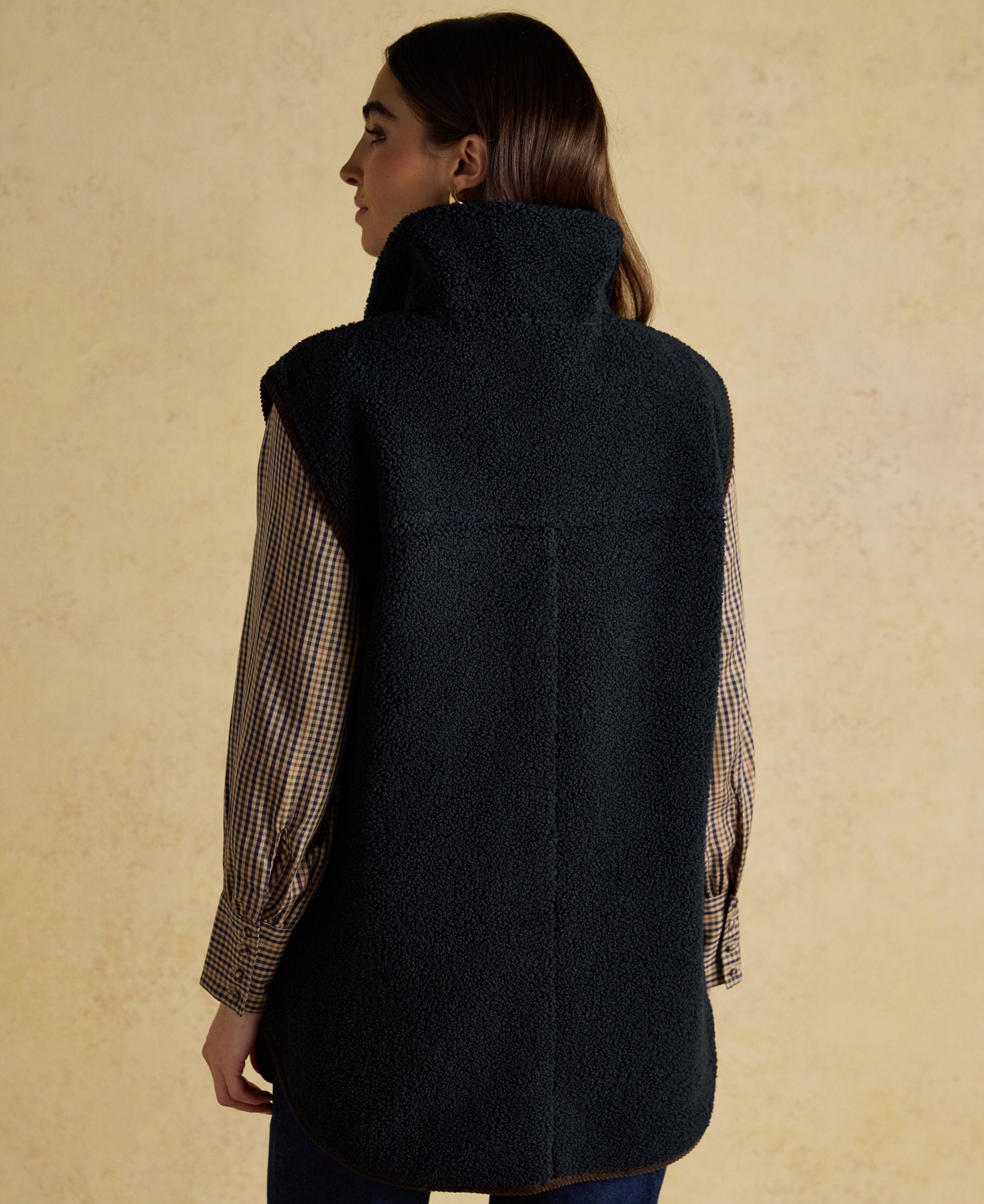 Sadie Longline Fleece Gilet - Navy