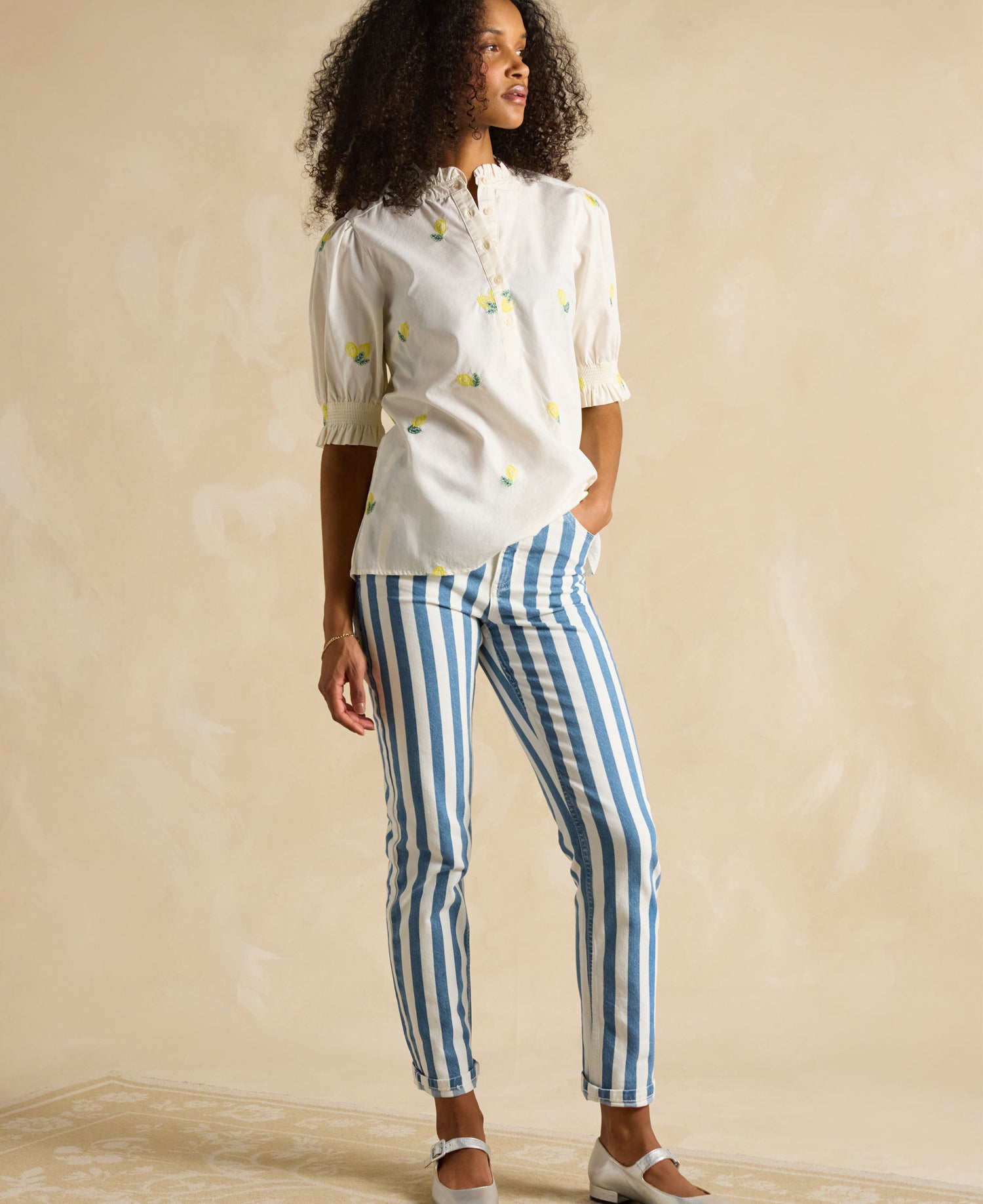 Slim Straight Jeans - Blue Stripe