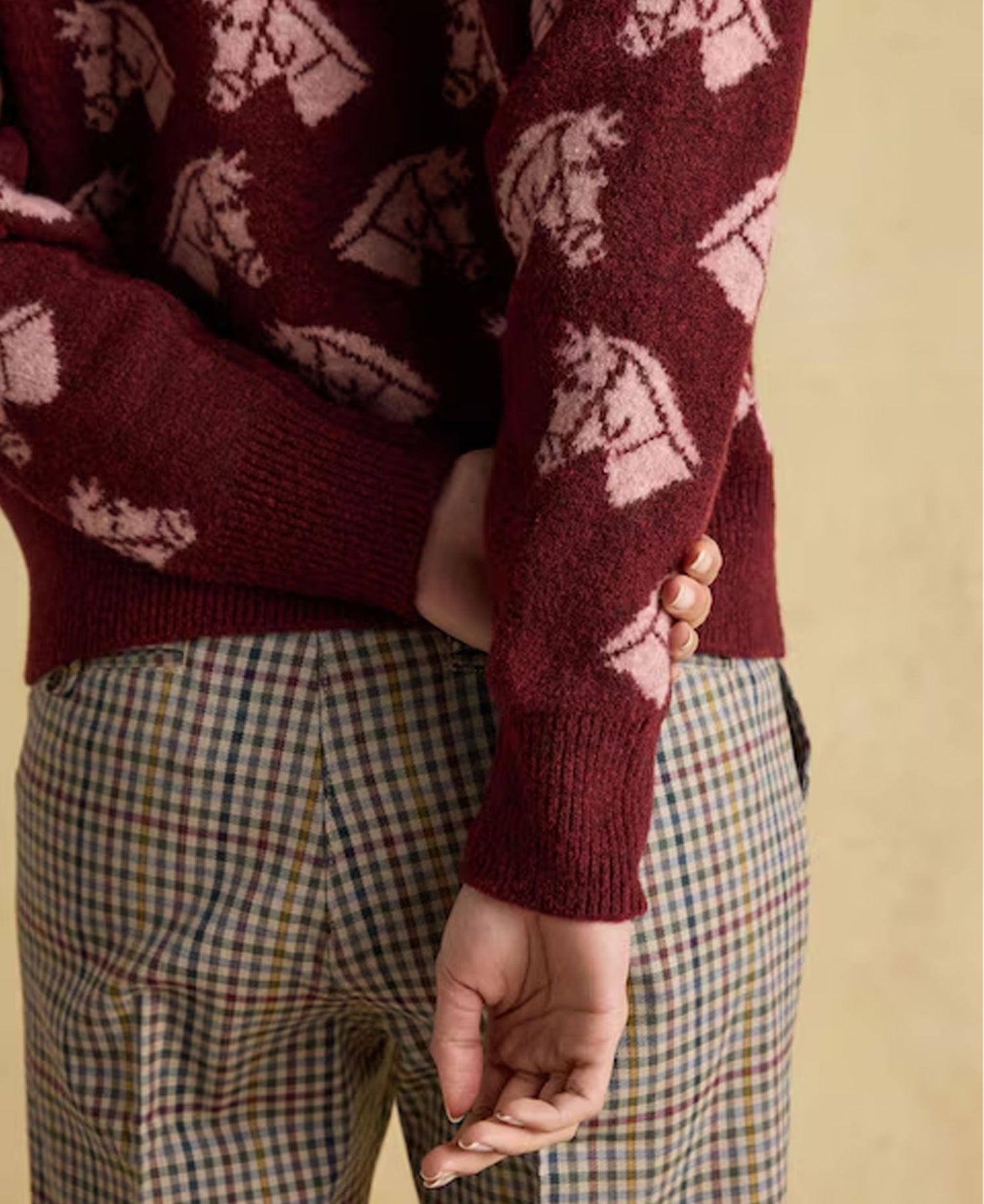 Tally Ho Intarsia Knitted Jumper - Red