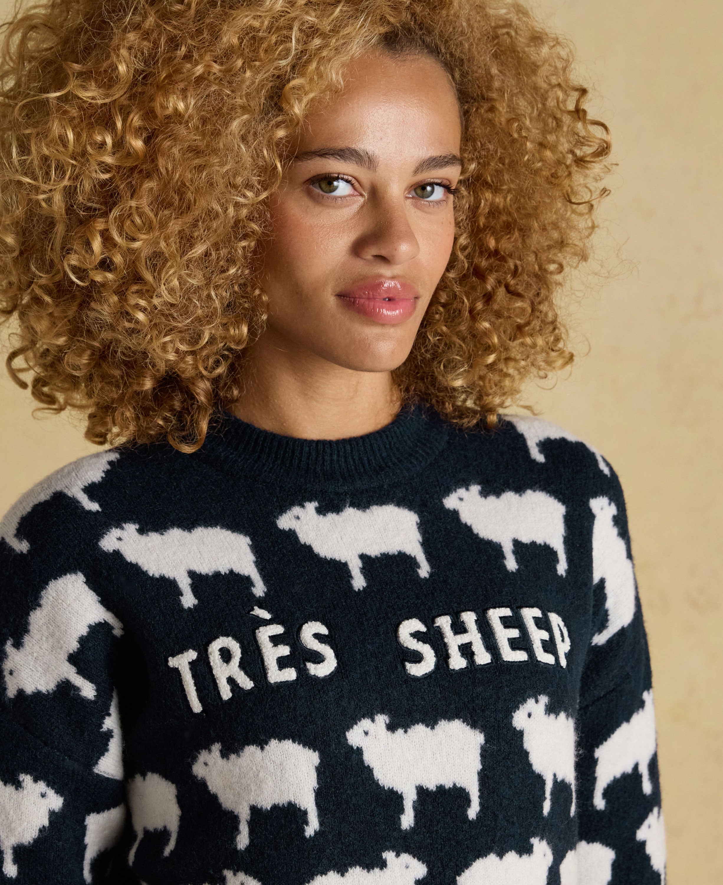 Très Sheep Intarsia Knitted Jumper - Navy