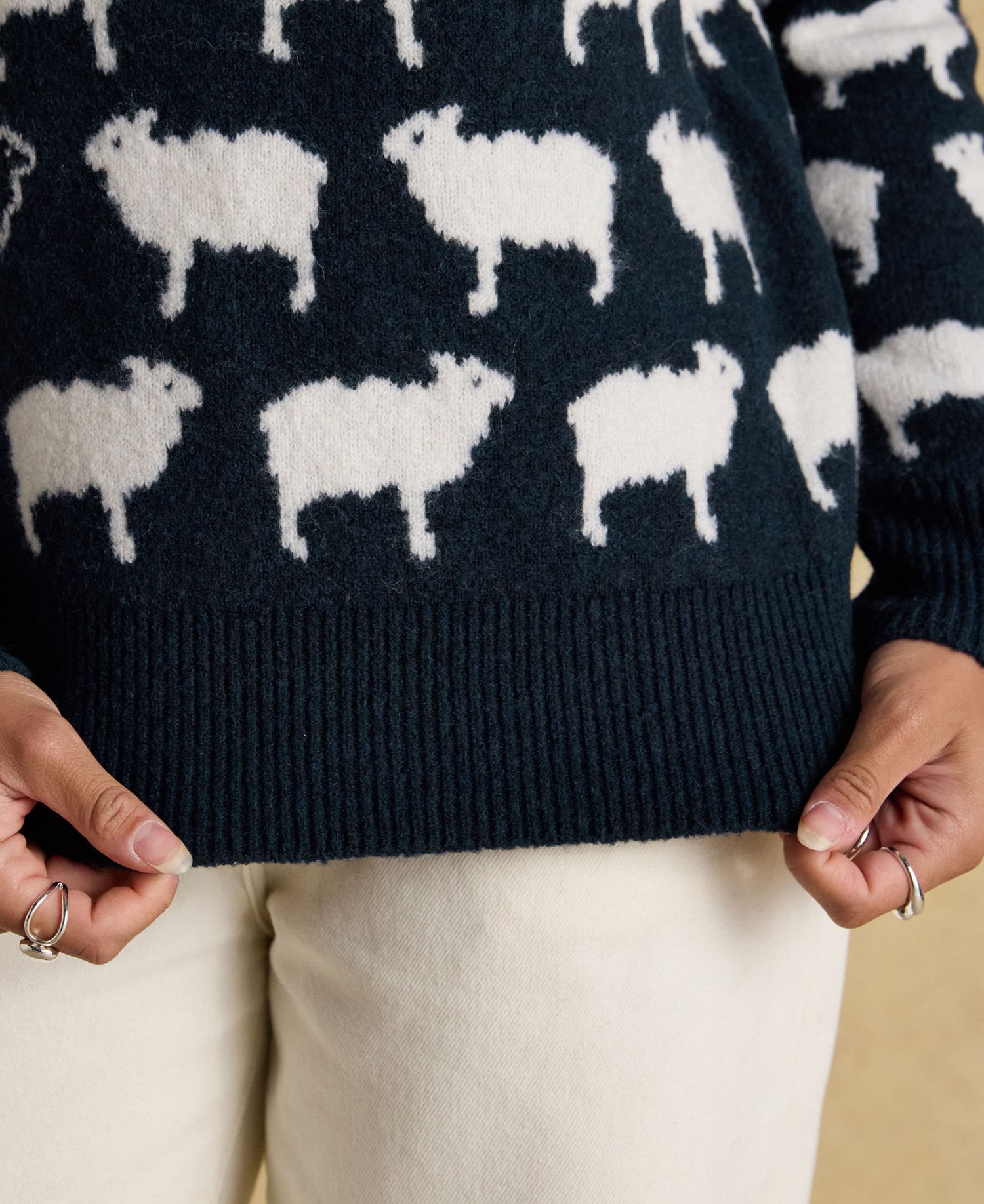 Très Sheep Intarsia Knitted Jumper - Navy