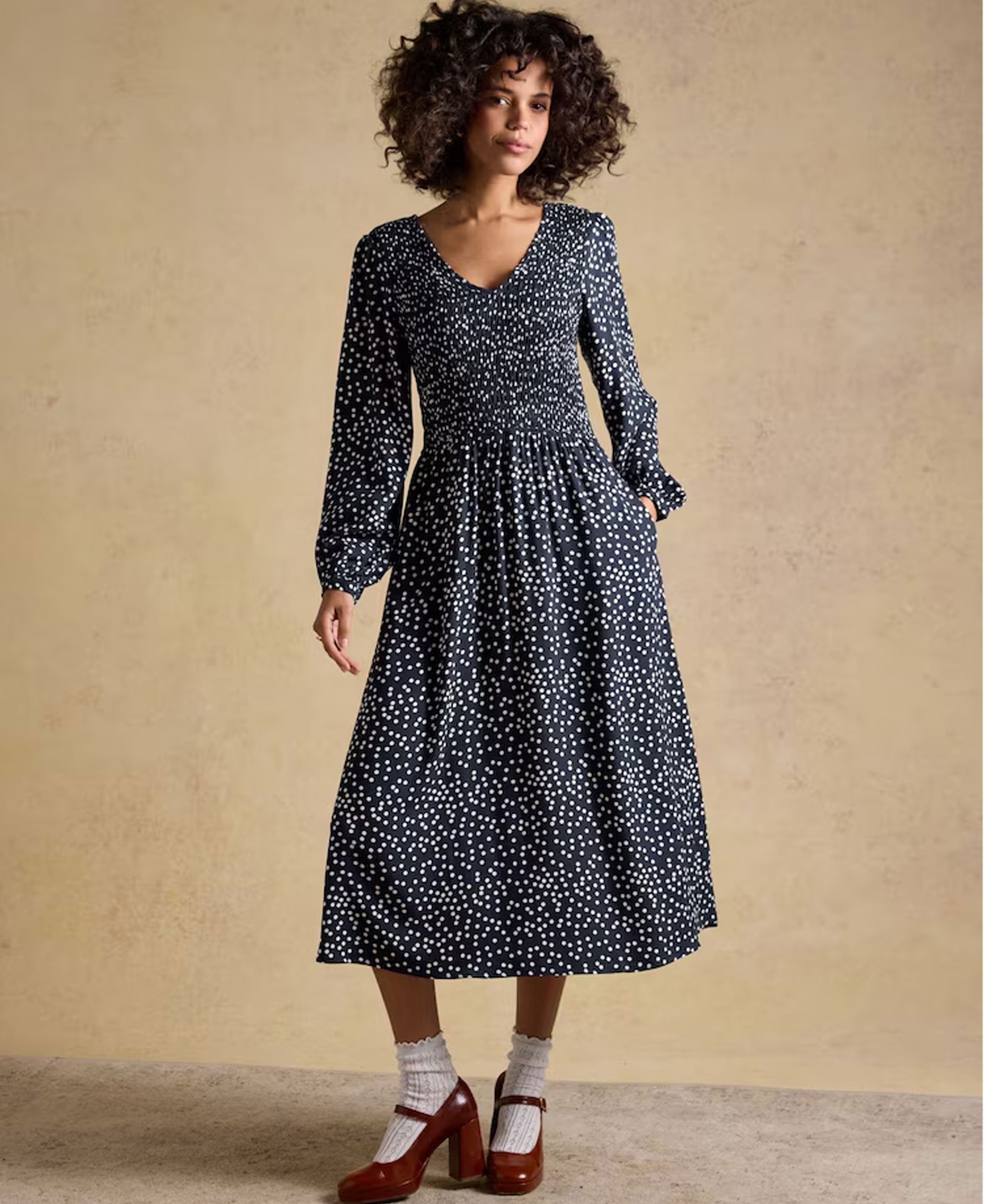 Lilliana Dress - Navy Spots