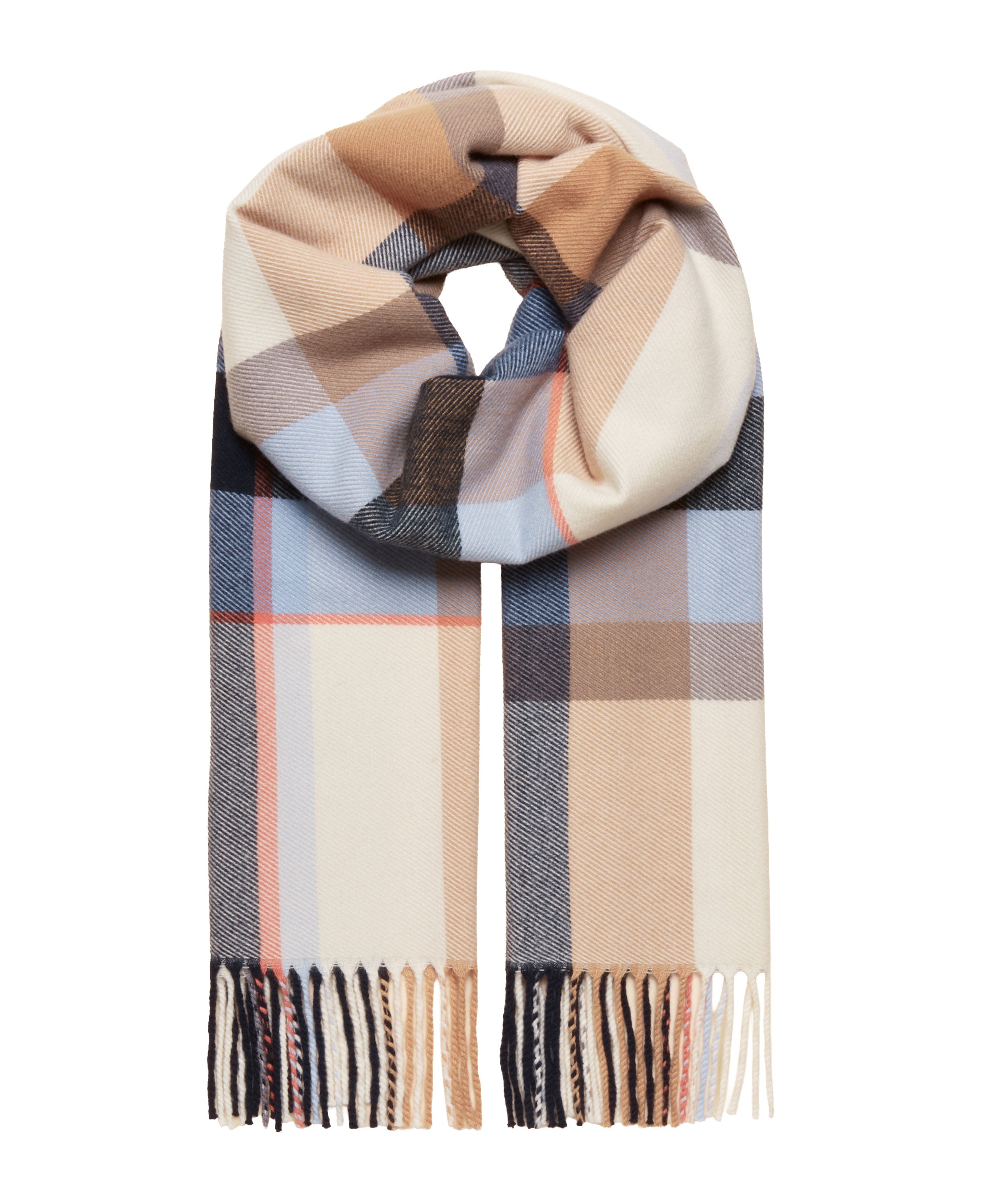 Langtree Check Scarf- Cream/Blue