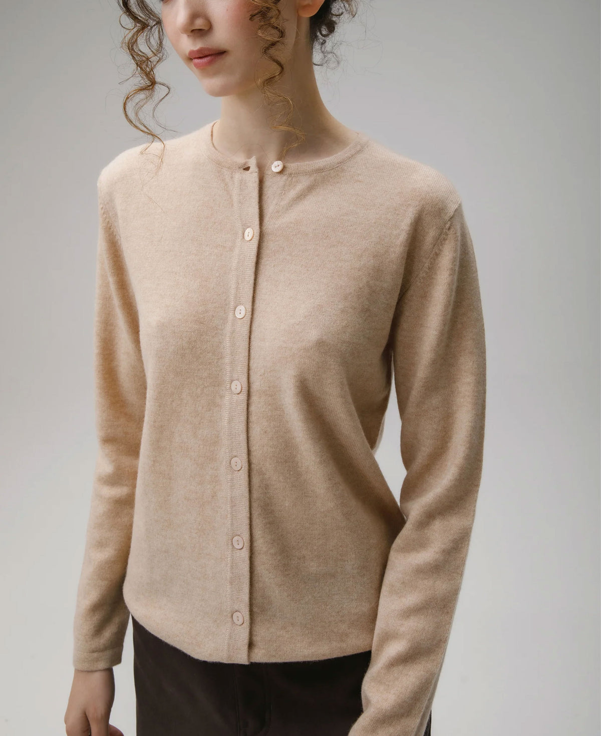 High Button Cardigan - Vicuna