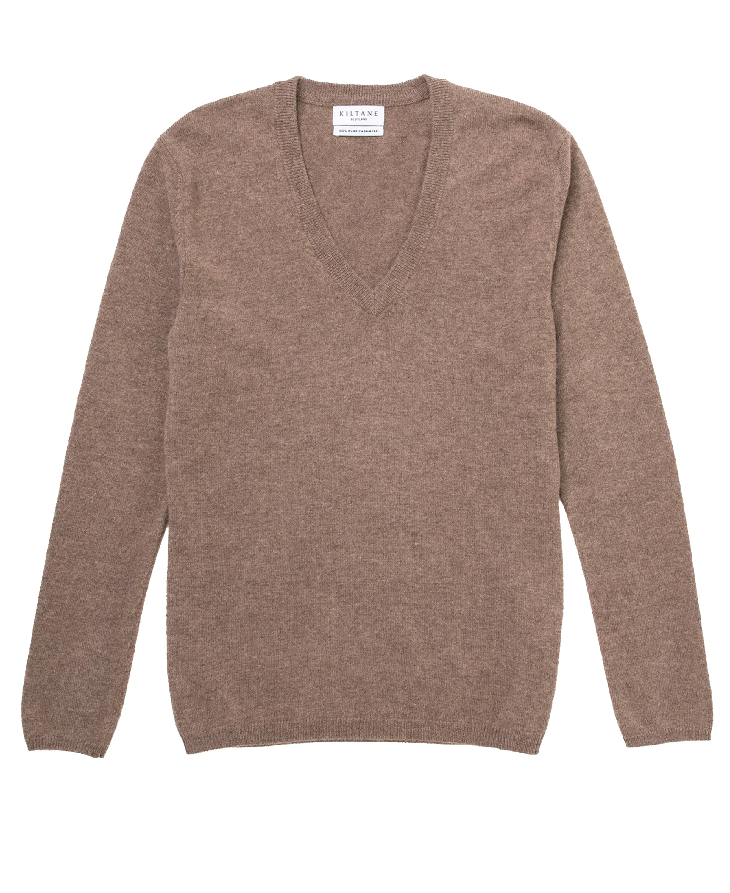 Cashmere V Neck Jumper - Squirrel