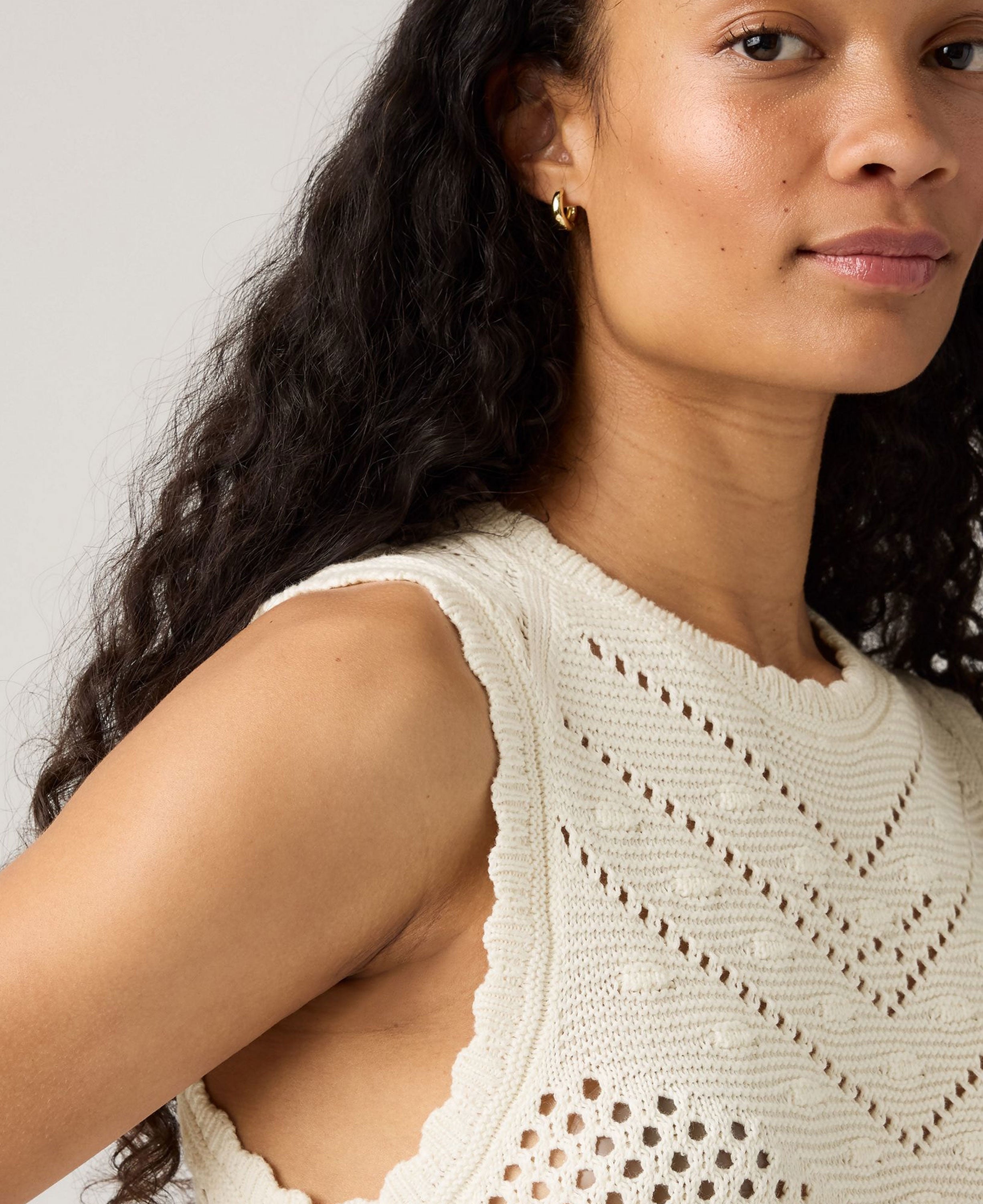 Adrienne Crochet Tank - Egret
