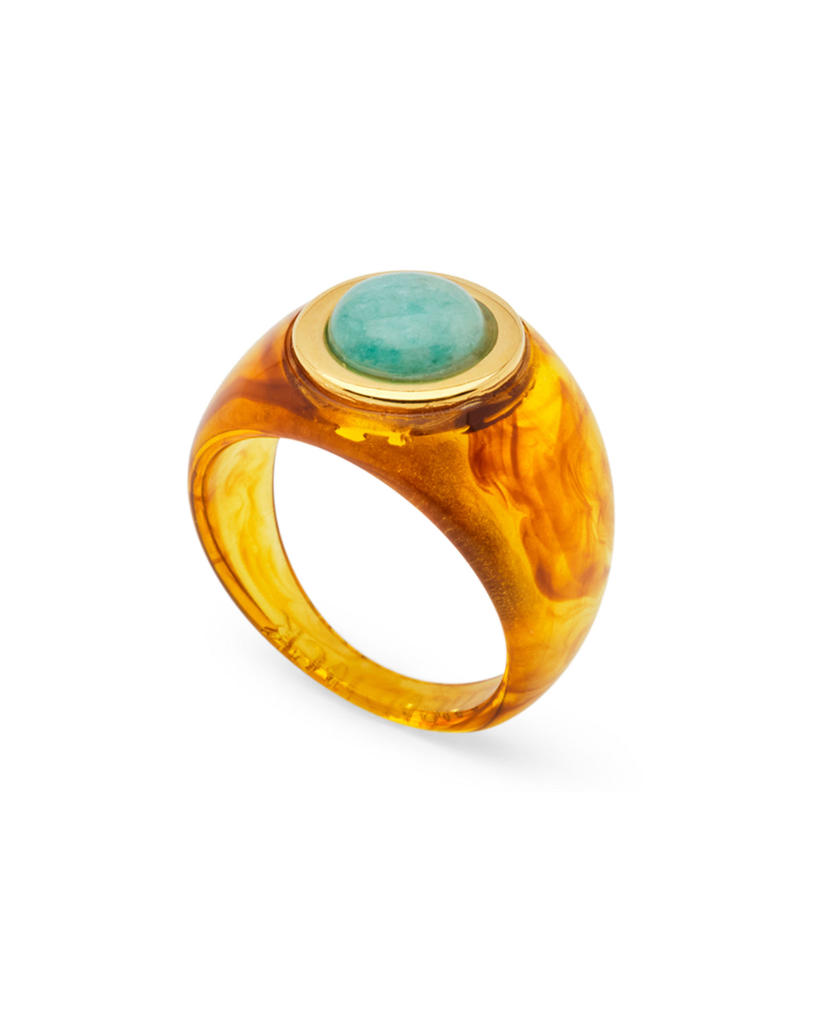 Tortoise Shell Resin Ring - Amazonite