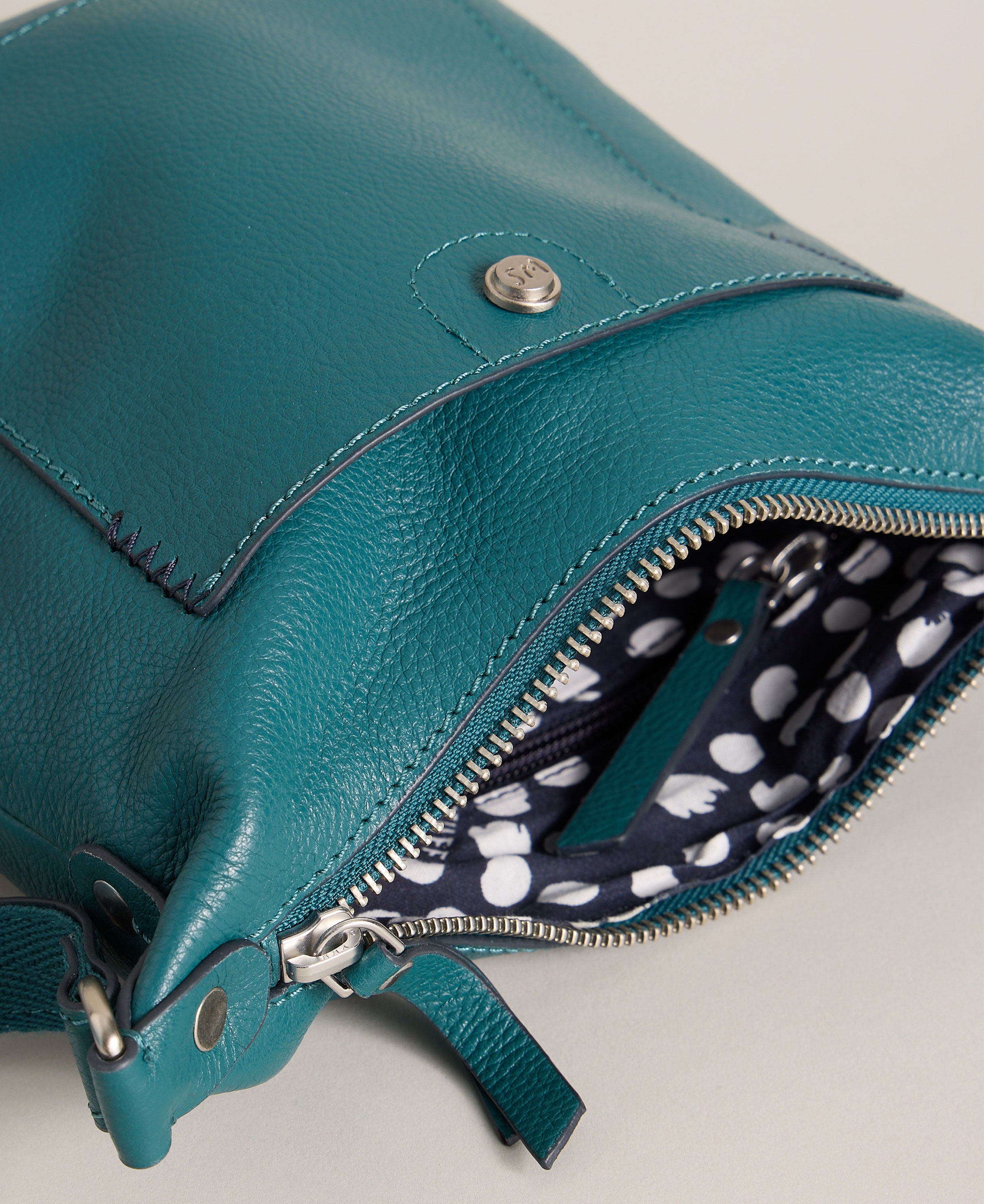 Mini Fern Leather Crossbody Bag - Mid Teal