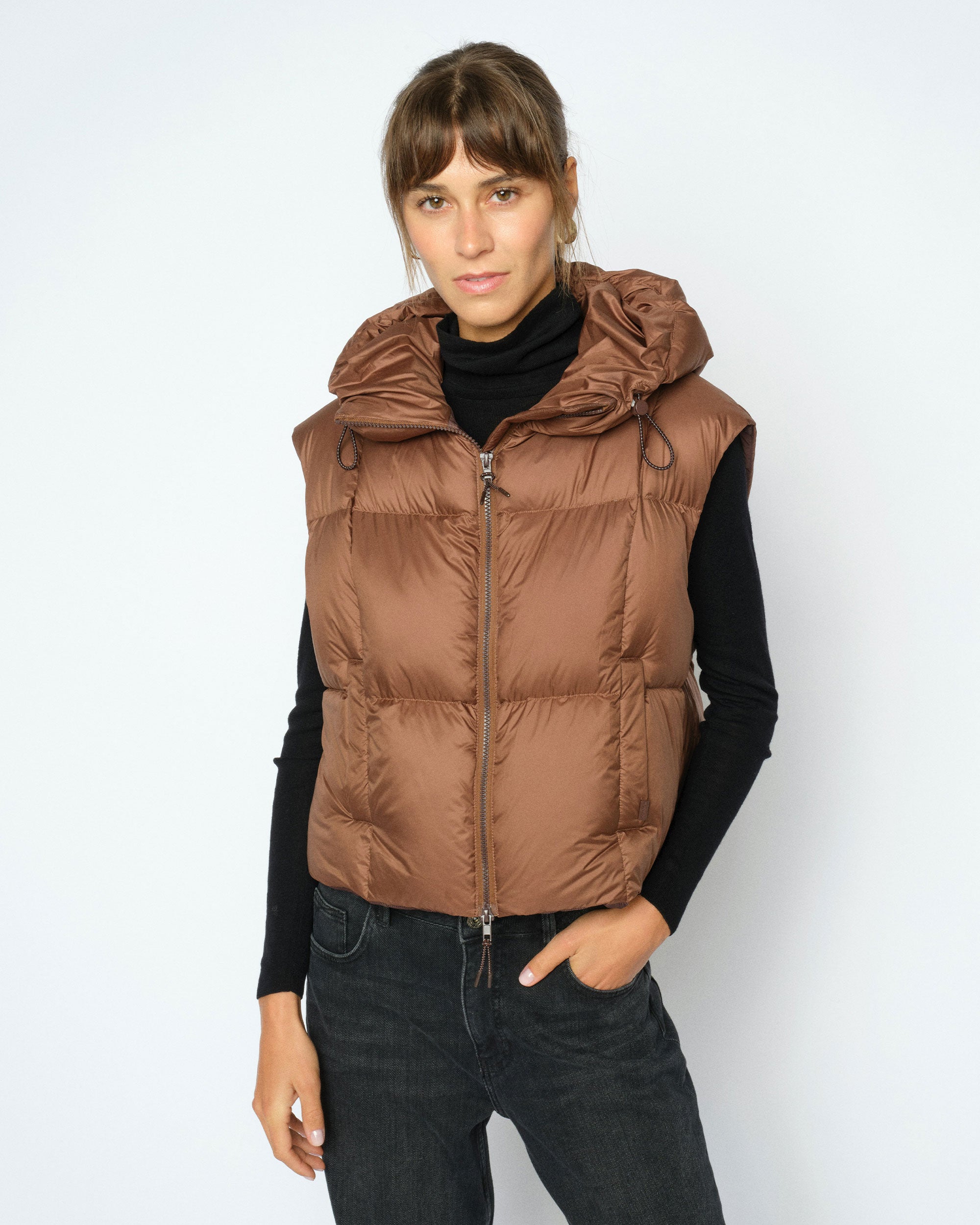 Kiara Tally Down Vest - Downtown Brown