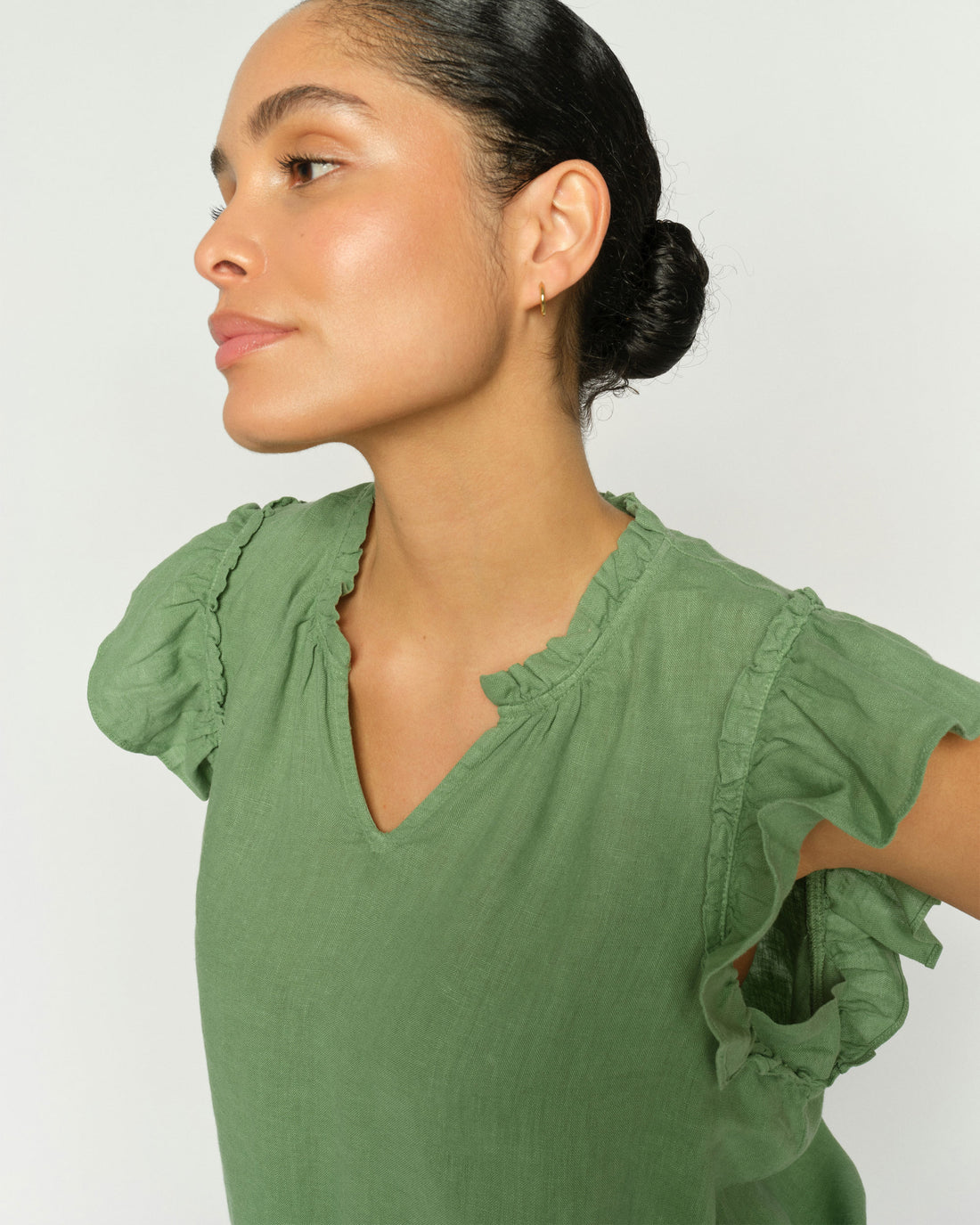 Tea Linen Blouse - Turf Green