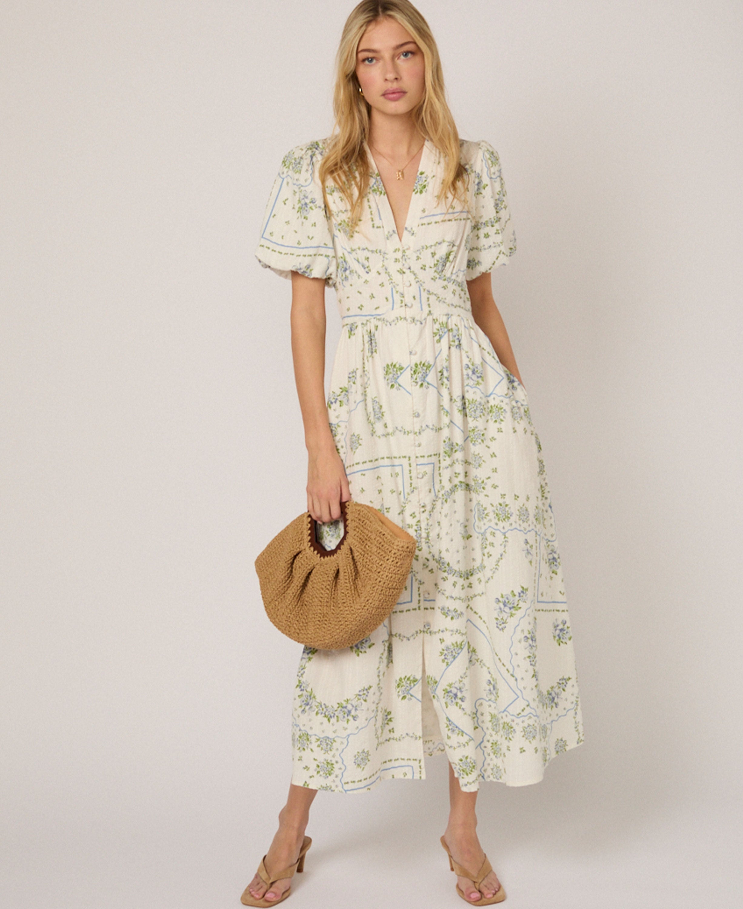 Short Sleeve Starlight Midi Dress - White