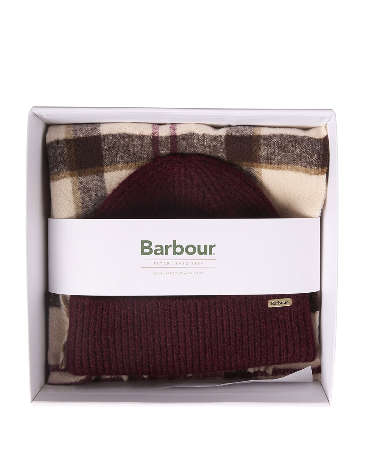 Olivia Beanie & Scarf Gift Set - Light Muted Tartan