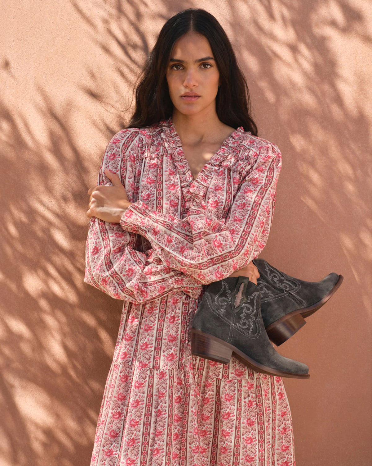 Cassidy Suede Embroidered Boot - Slate