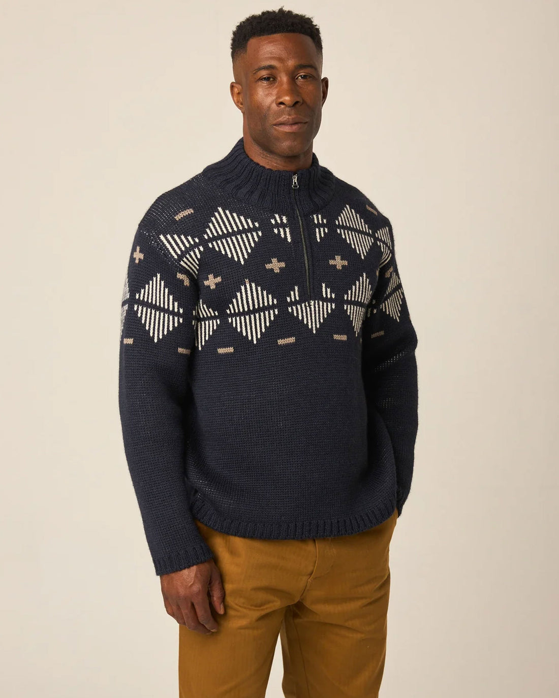 Mountain Zip Neck Sweater - Navy