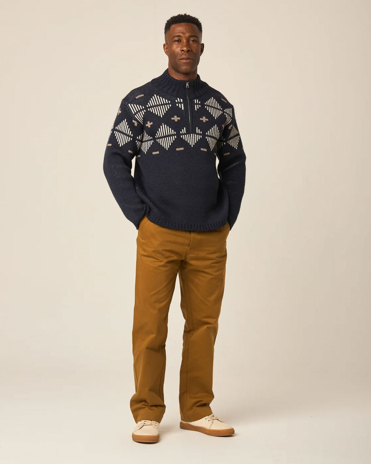 Mountain Zip Neck Sweater - Navy