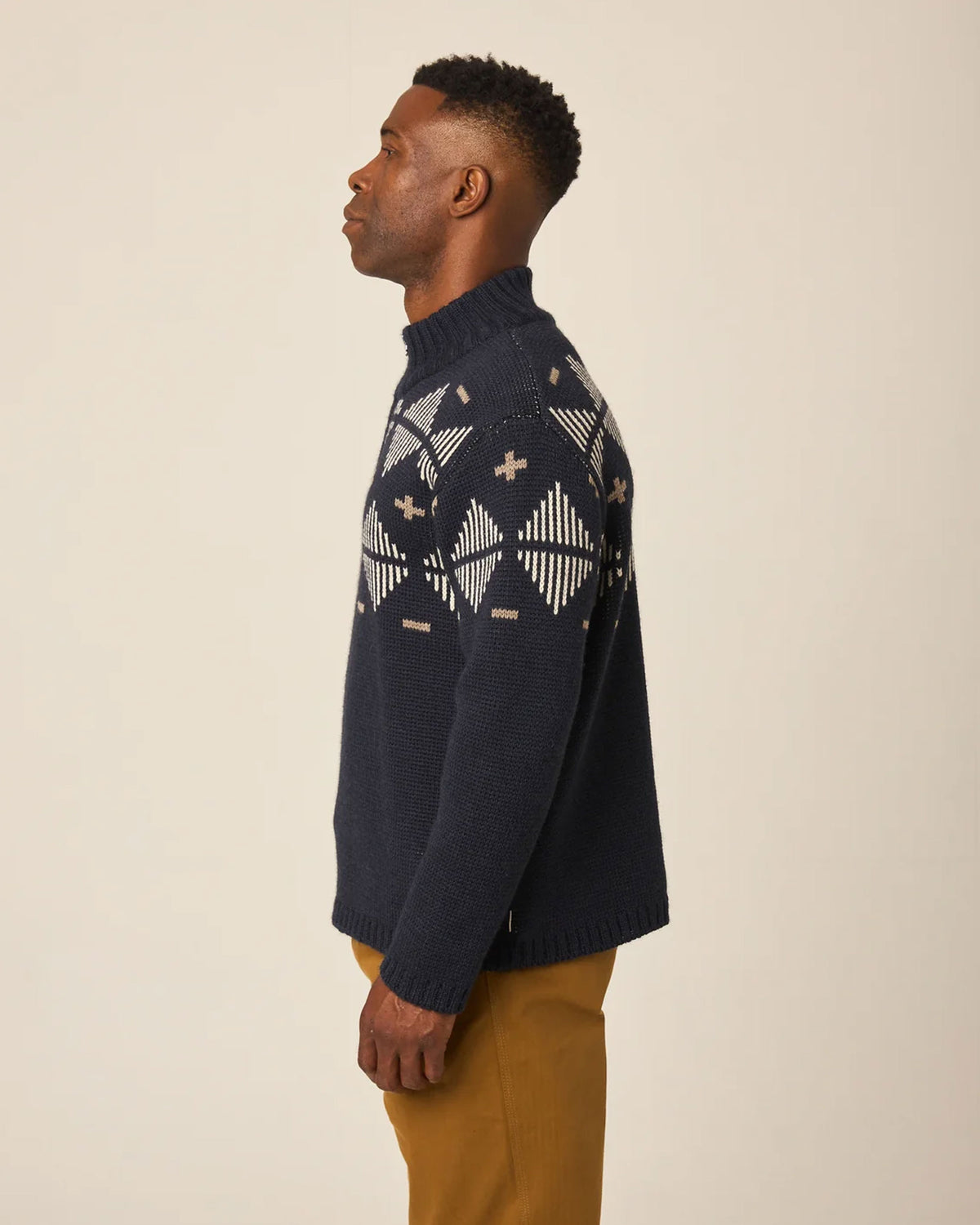 Mountain Zip Neck Sweater - Navy