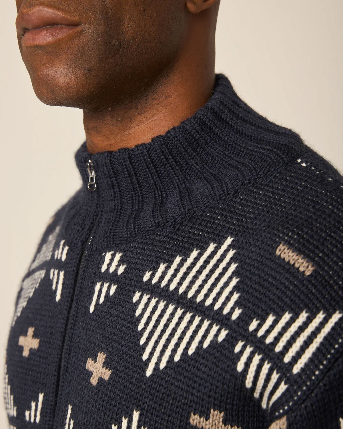 Mountain Zip Neck Sweater - Navy