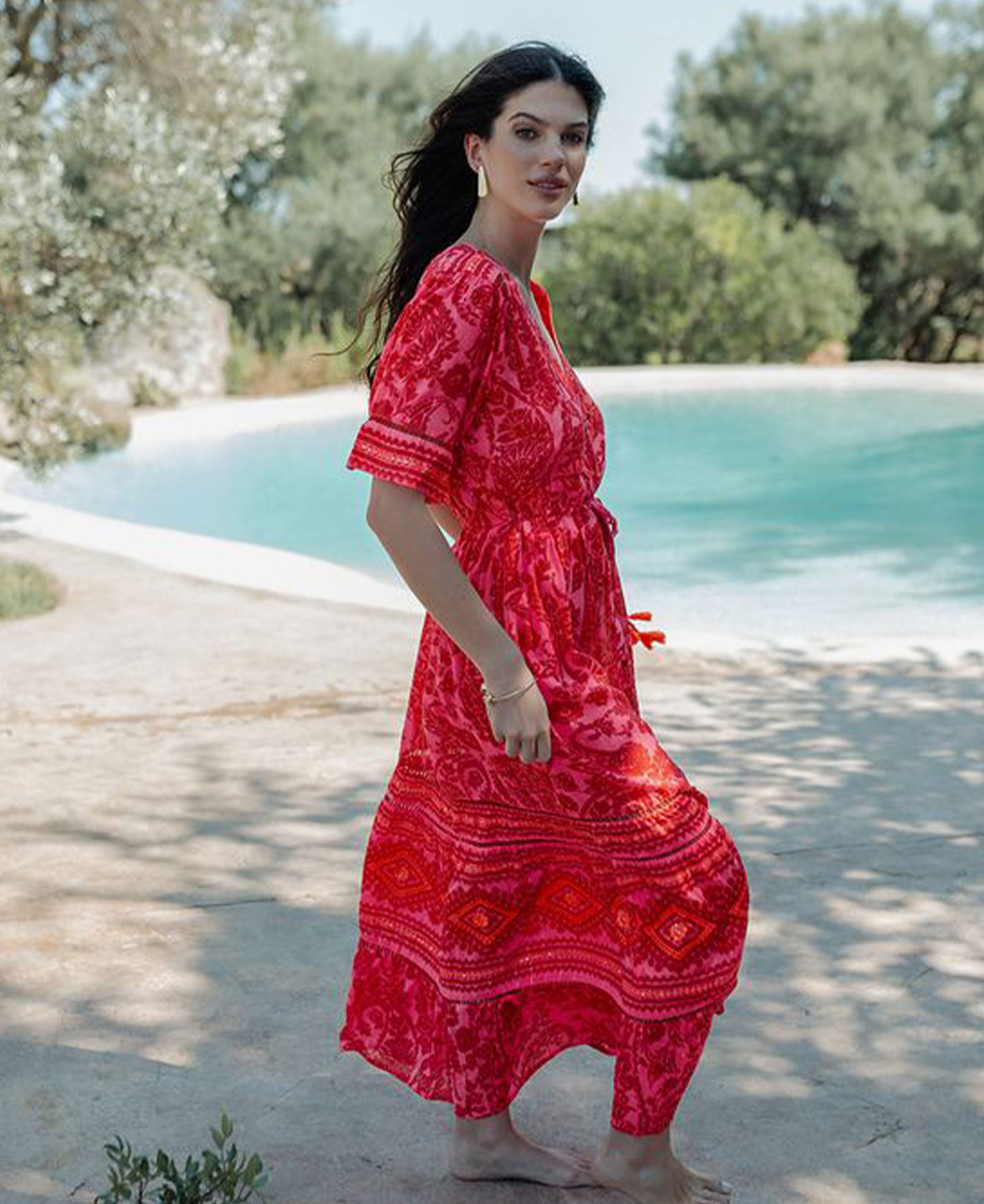 Samoa Long Dress - Red