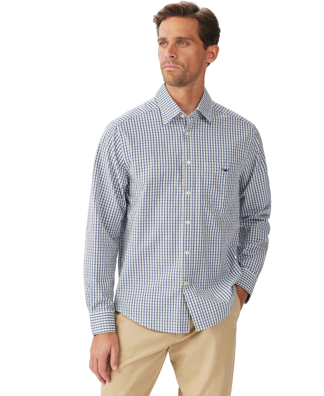 Augusta Classic Poplin Shirt - White Blue