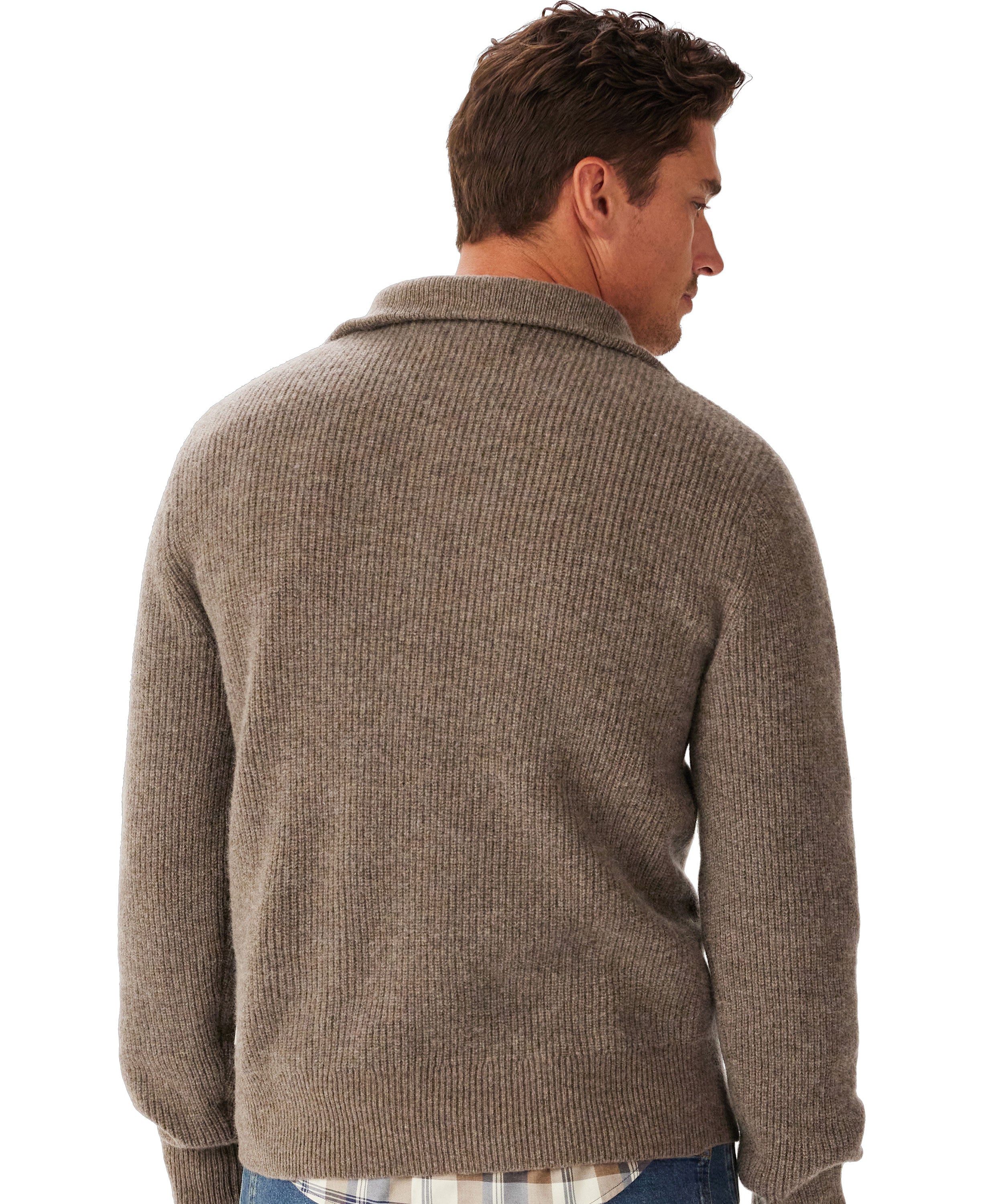 Linton 1/4 Zip Lambswool Knit - Chestnut