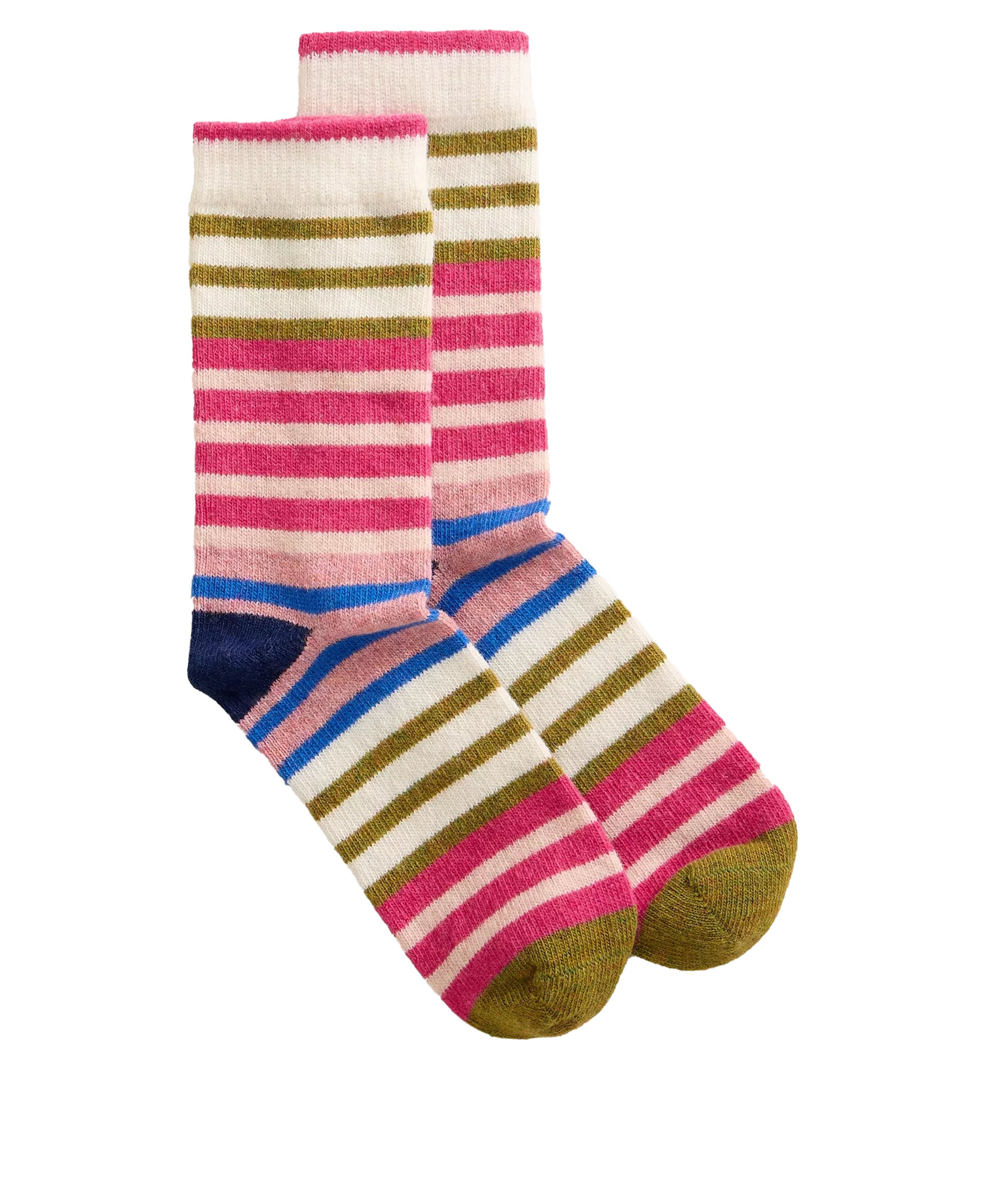 Rainbow Stripe Wool Sock - Pink Mlt