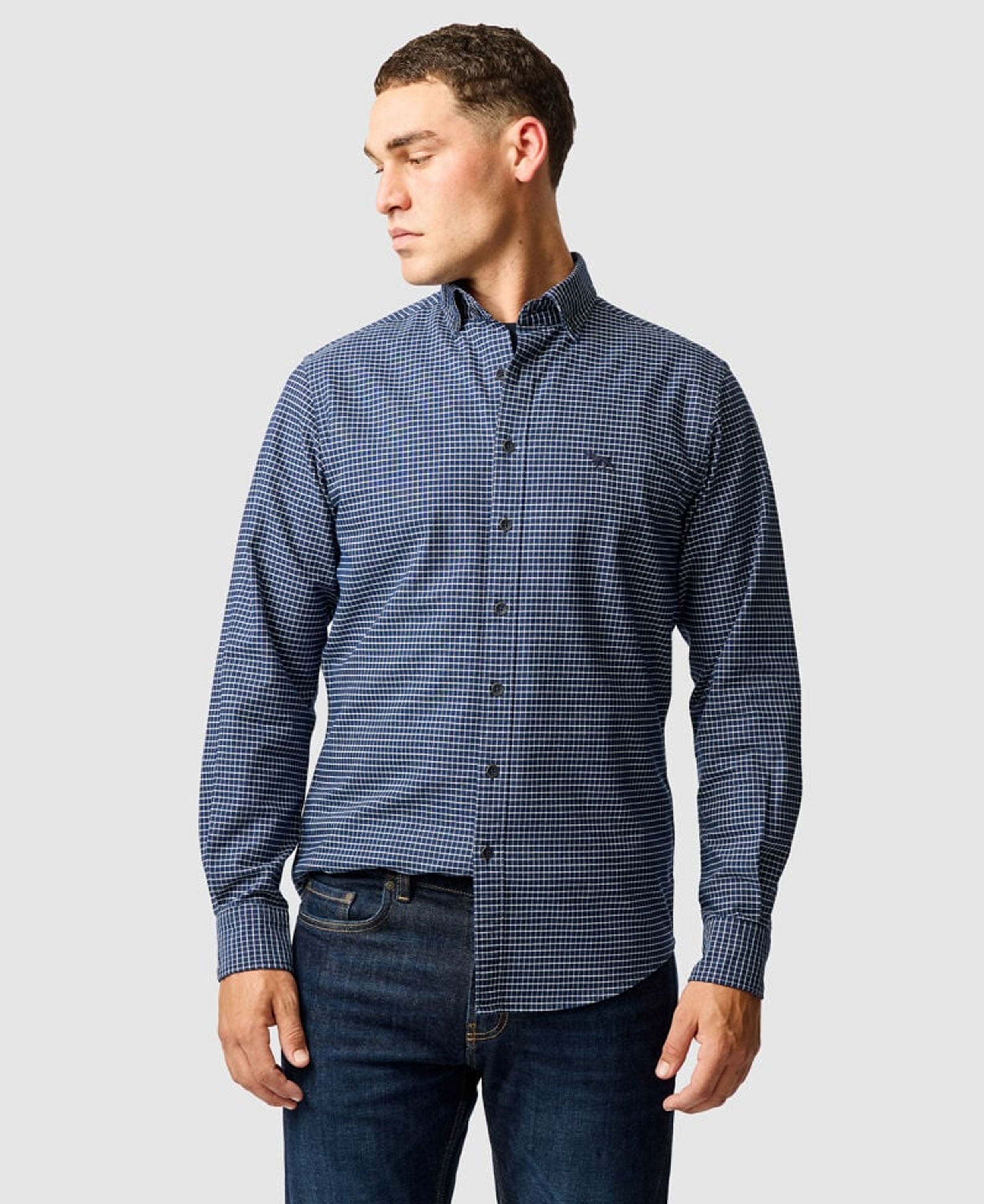 Gunn Check Oxford 5 - Midnight