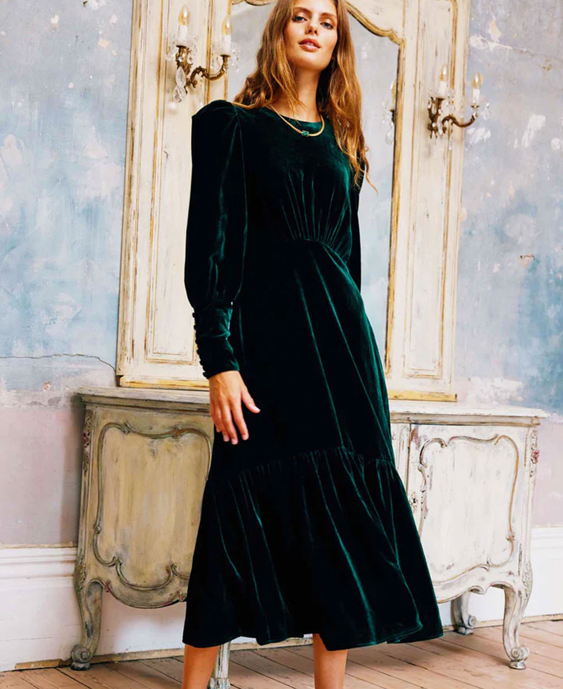 Esmee Velvet Dress - Emerald Green