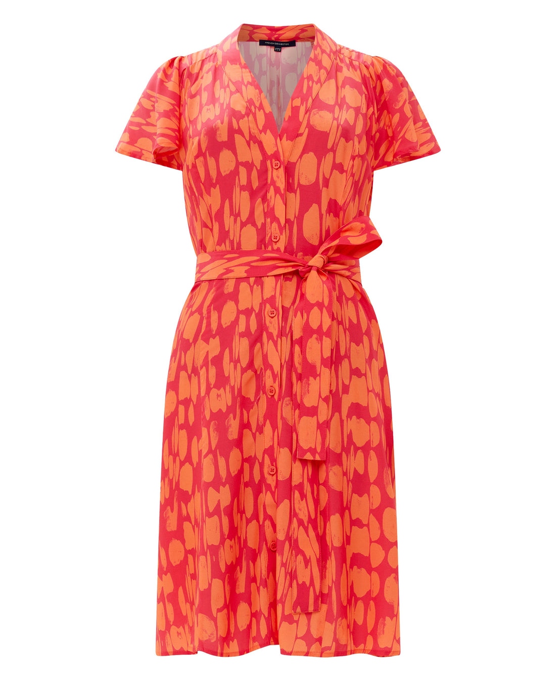 Islanna Crepe Short Sleeve Dress - Coral/Azalea